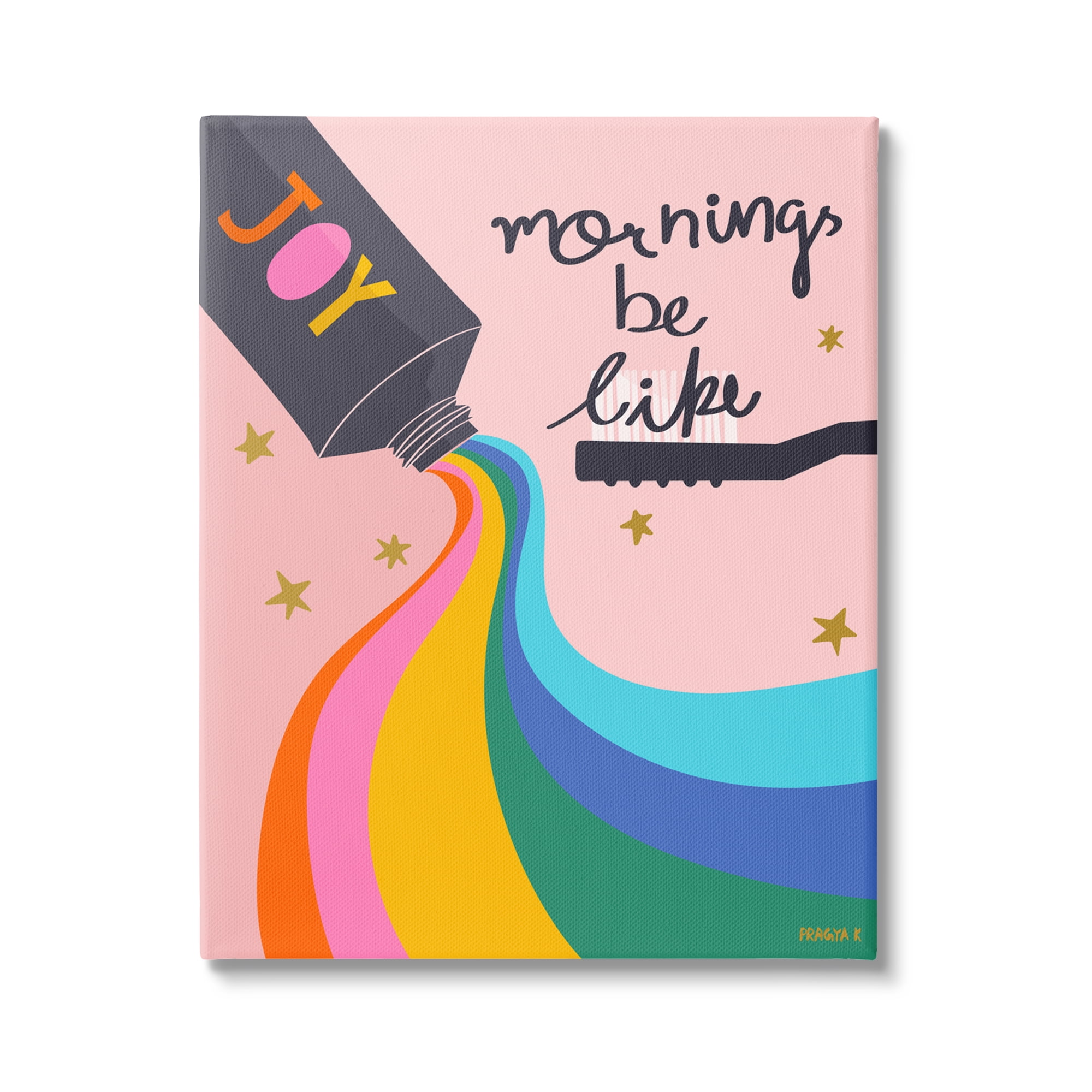 Stupell Industries Mornings Be Like Bathroom Inspirational Painting Gallery Wrapped Canvas Art Print Wall Art, 30 x 40