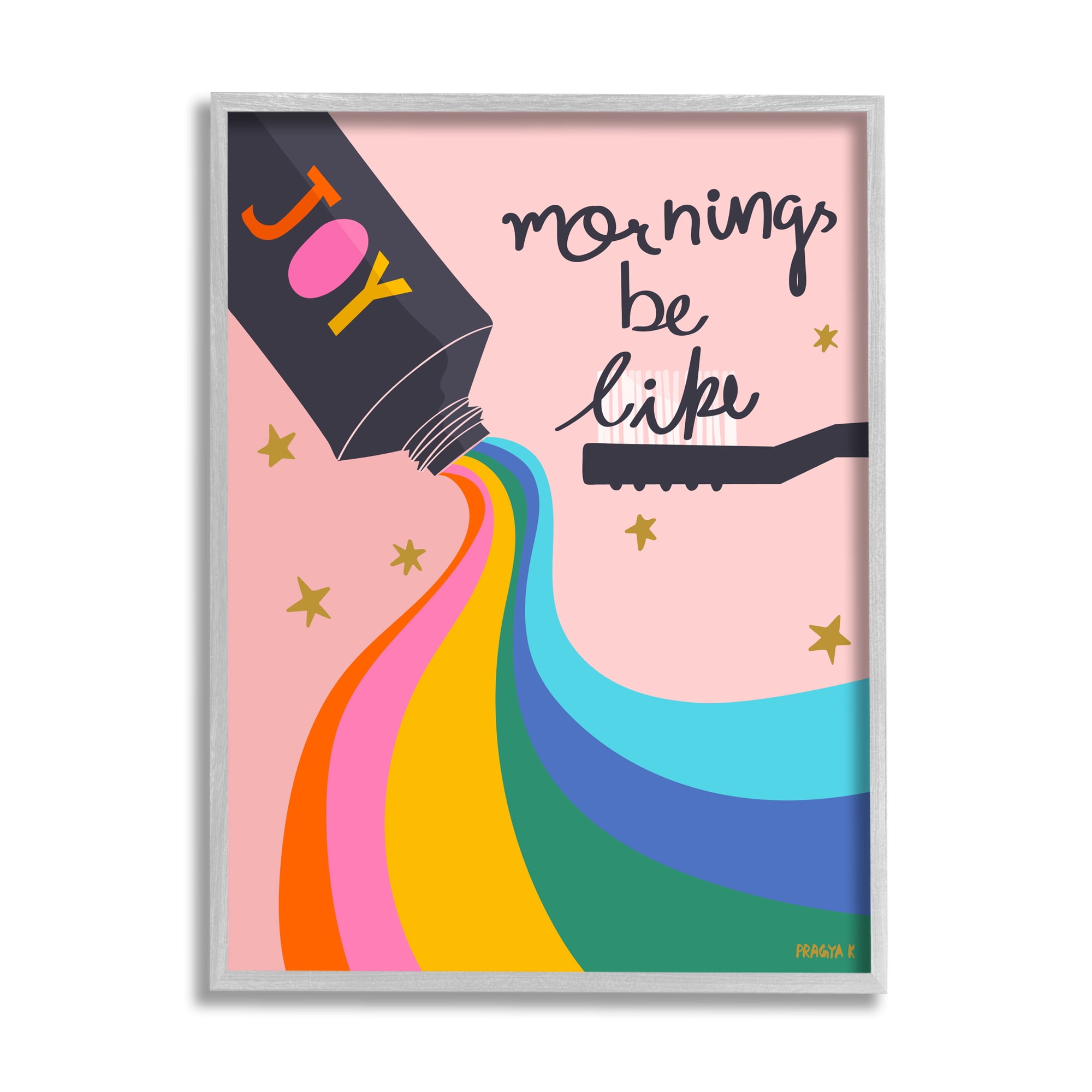 Stupell Industries Mornings Be Like Bathroom Inspirational Painting Gray Framed Art Print Wall Art, 11 x 14