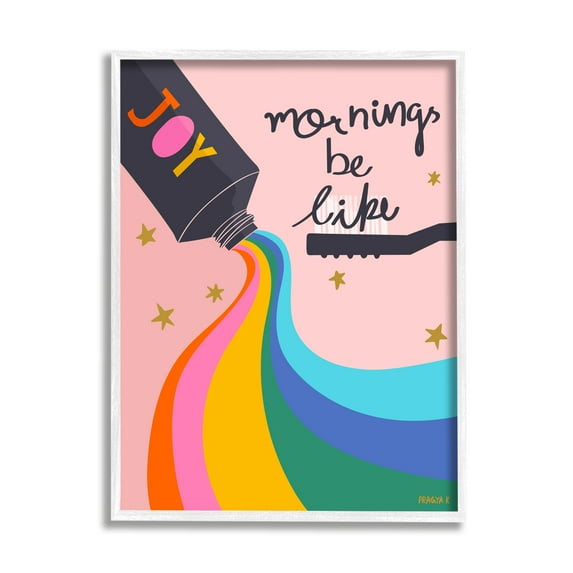 Stupell Industries Mornings Be Like Bathroom Inspirational Painting White Framed Art Print Wall Art, 11 x 14