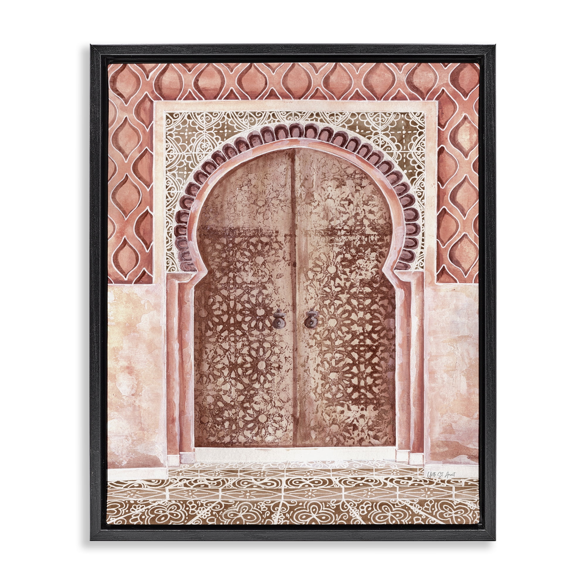 Stupell Industries Moroccan Entrance Architecture Buildings & Architecture Painting Black Floater Framed Canvas Art Print Wall Art, 17 x 21
