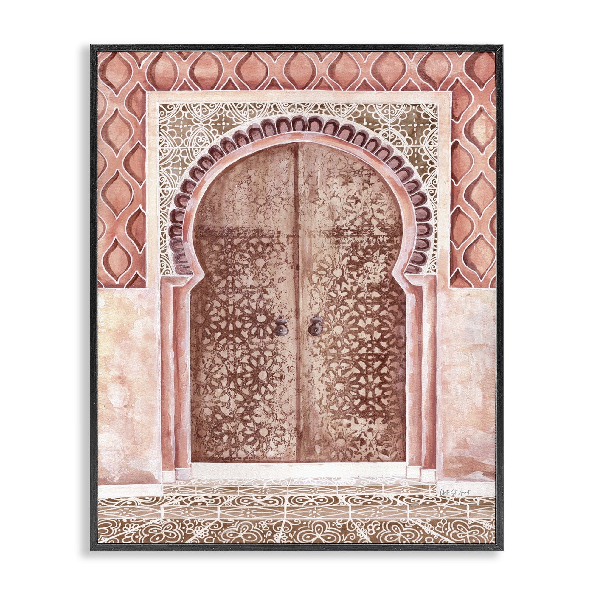 Stupell Industries Moroccan Entrance Architecture Buildings & Architecture Painting Black Framed Art Print Wall Art, 16 x 20