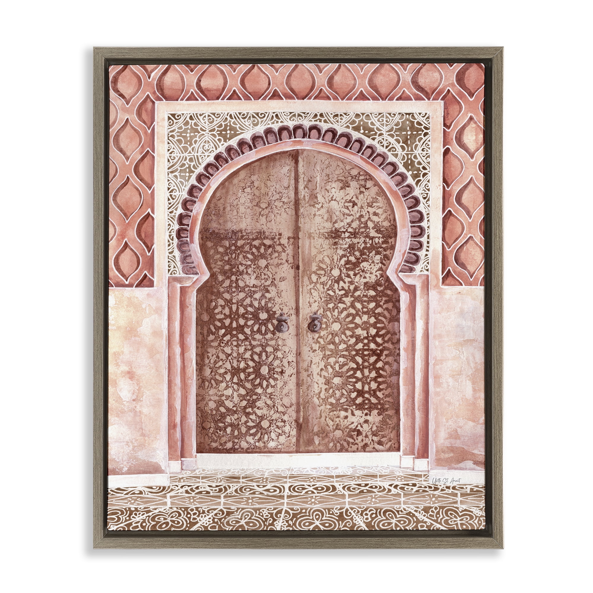 Stupell Industries Moroccan Entrance Architecture Buildings & Architecture Painting Brown Floater Framed Canvas Art Print Wall Art, 25 x 31