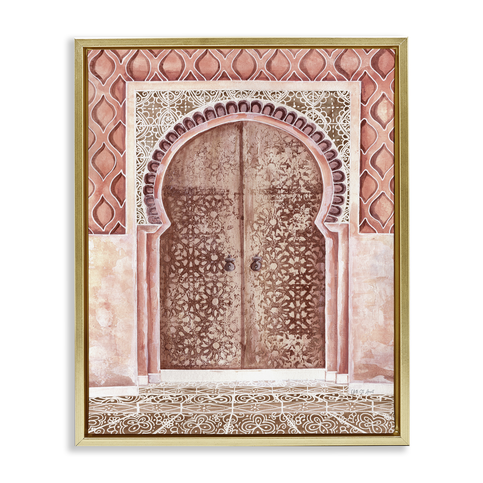 Stupell Industries Moroccan Entrance Architecture Buildings & Architecture Painting Gold Floater Framed Canvas Art Print Wall Art, 17 x 21