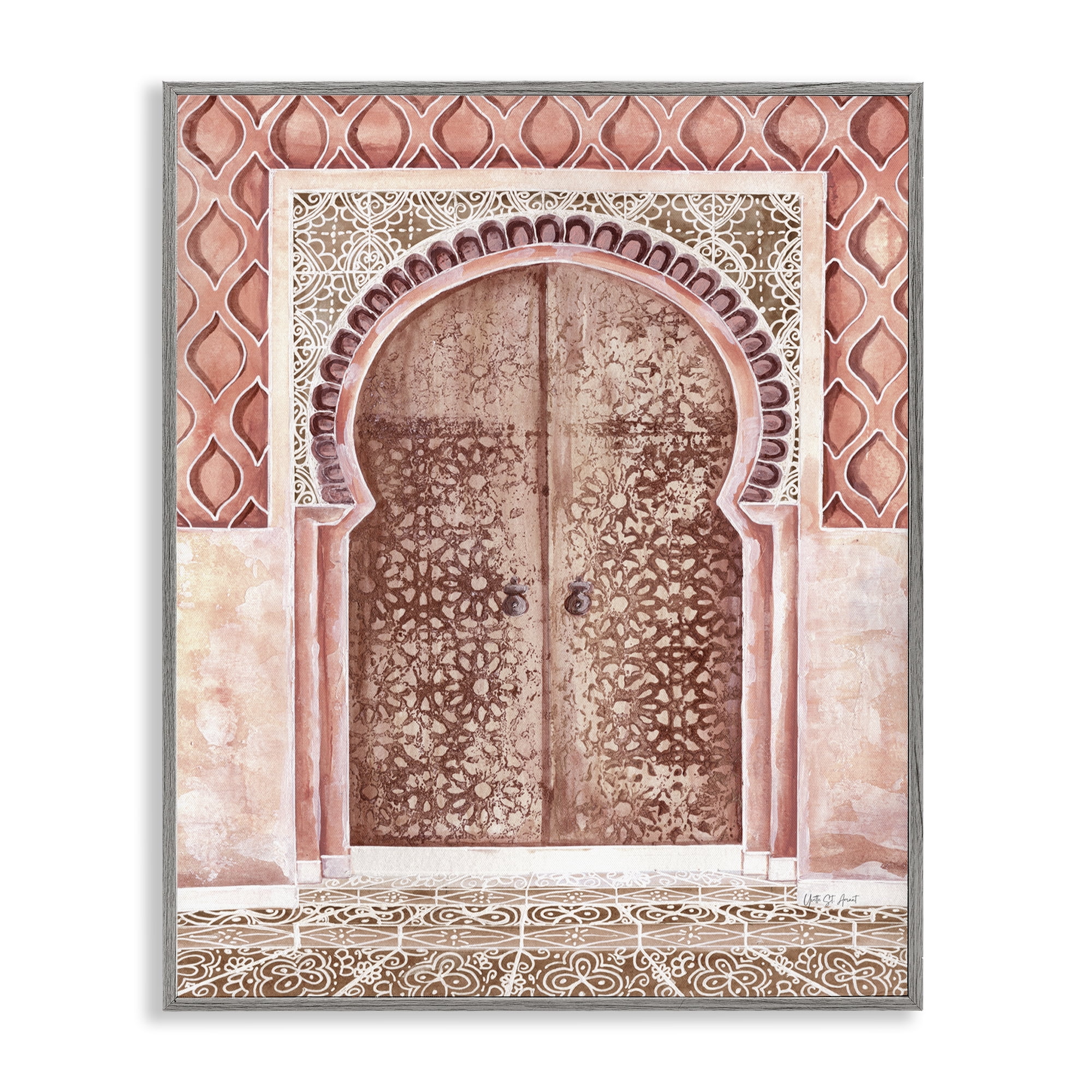 Stupell Industries Moroccan Entrance Architecture Buildings & Architecture Painting Gray Framed Art Print Wall Art, 24 x 30