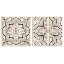 Stupell Industries Moroccan Tile in Neutrals Abstract Painting Unframed Art Print Wall Art, 12 x 12, Set of 2