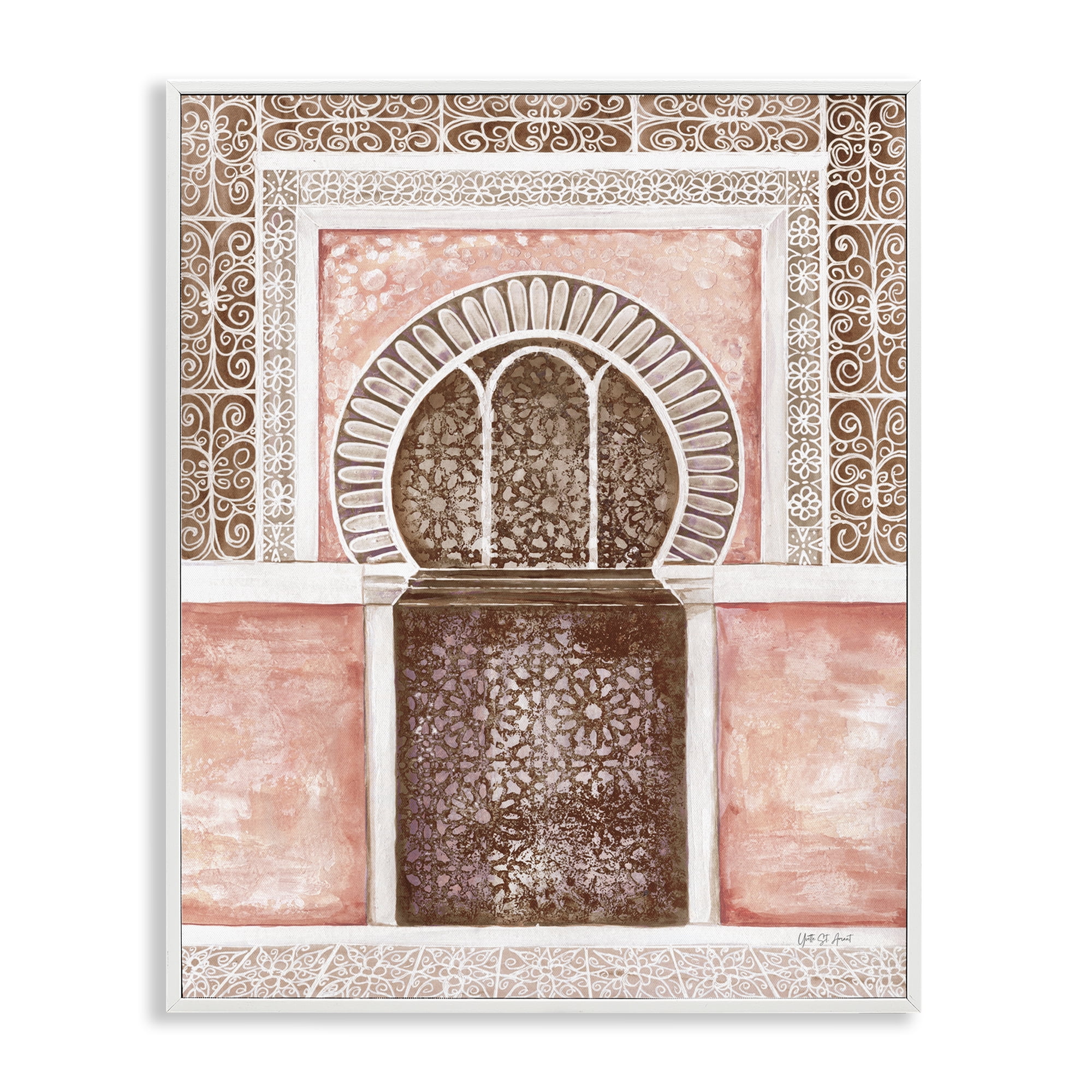 Stupell Industries Moroccan Tiled Alcove Buildings & Architecture Painting White Framed Art Print Wall Art, 16 x 20