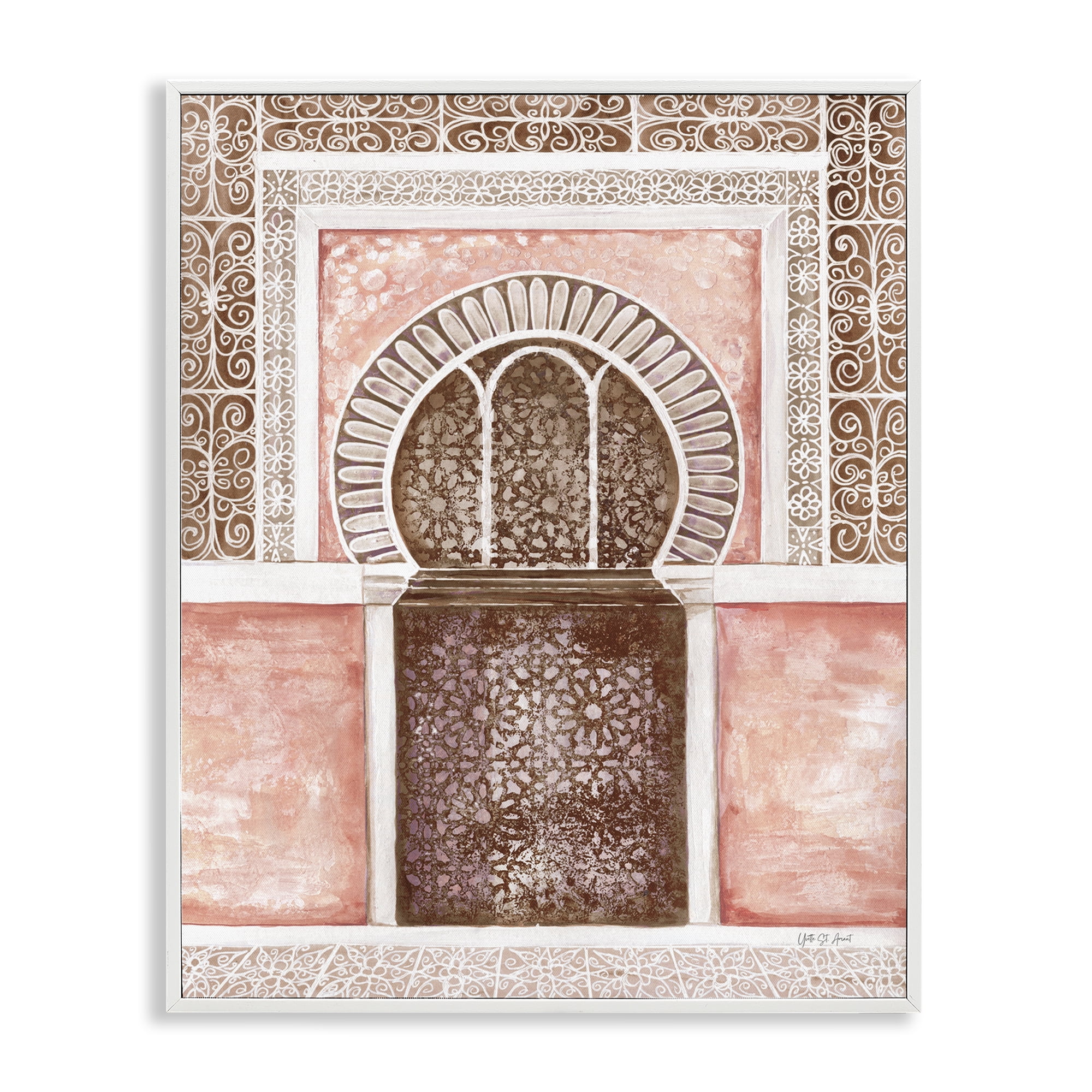 Stupell Industries Moroccan Tiled Alcove Buildings & Architecture Painting White Framed Art Print Wall Art, 24 x 30