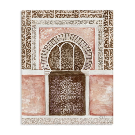 Stupell Industries Moroccan Tiled Alcove Buildings & Architecture Painting Wrapped Canvas Art Print Wall Art, 16 x 20