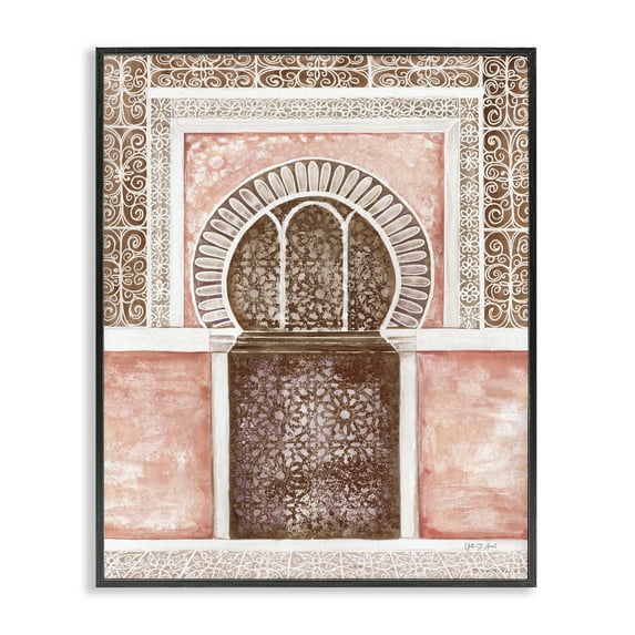 Stupell Industries Moroccan Tiled Alcove Town & City Painting Black Framed Art Print Wall Art, 16 x 20