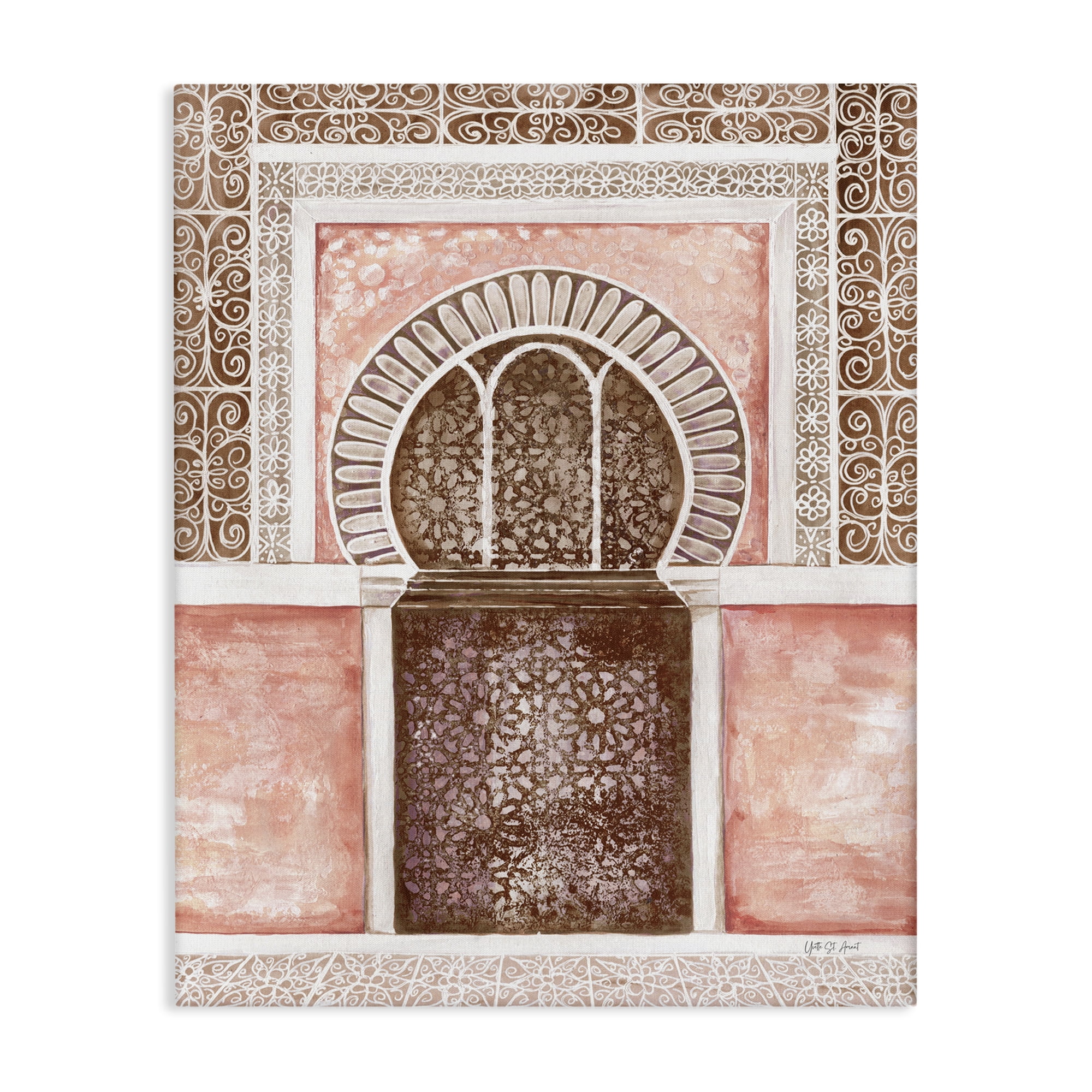 Stupell Industries Moroccan Tiled Alcove Town & City Painting Gallery Wrapped Canvas Art Print Wall Art, 36 x 48