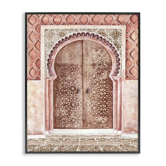 Stupell Industries Moroccan Tiled Doorway Town & City Painting Black Framed Art Print Wall Art, 11 x 14