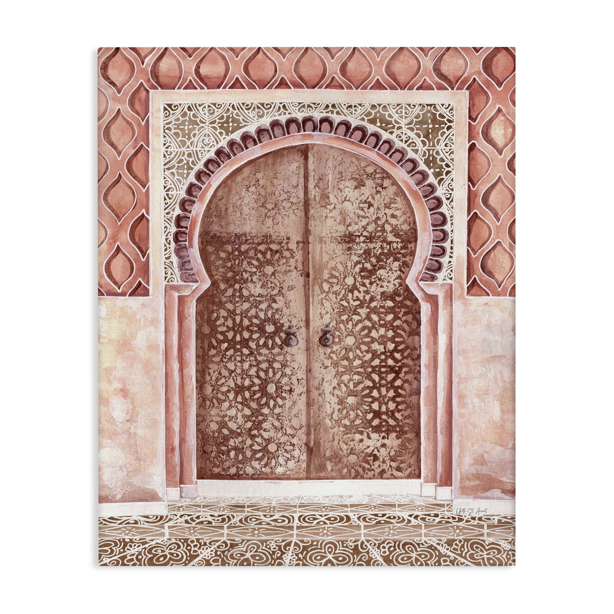 Stupell Industries Moroccan Tiled Doorway Town & City Painting Gallery Wrapped Canvas Art Print Wall Art, 30 x 40