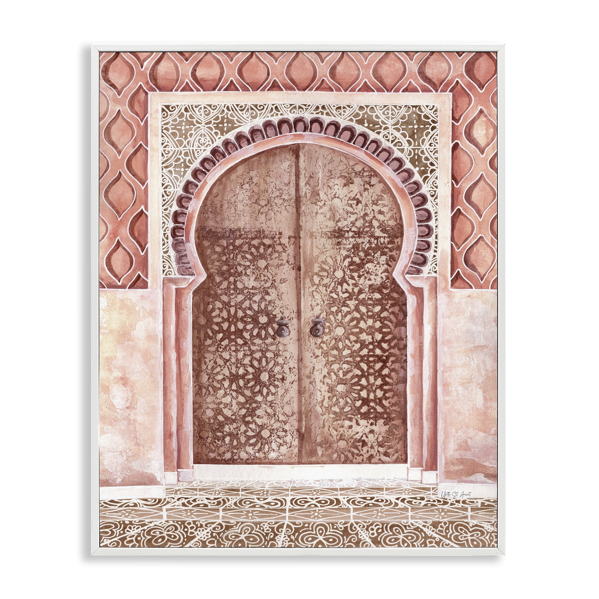 Stupell Industries Moroccan Tiled Doorway Town & City Painting White Framed Art Print Wall Art, 16 x 20