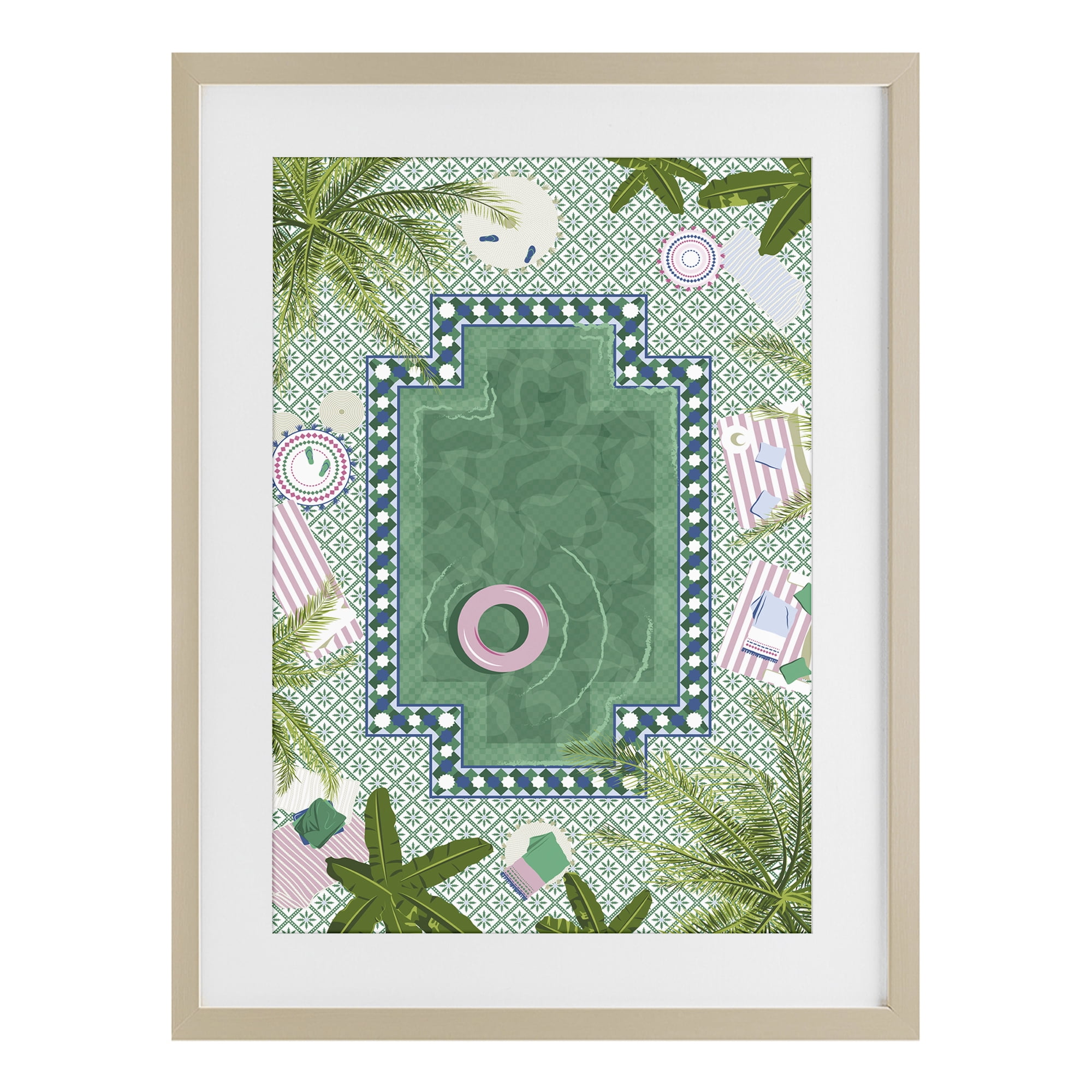 Stupell Industries Morocco Riad Pool Birch Framed Print Under Glass, design by Vero Illustrates