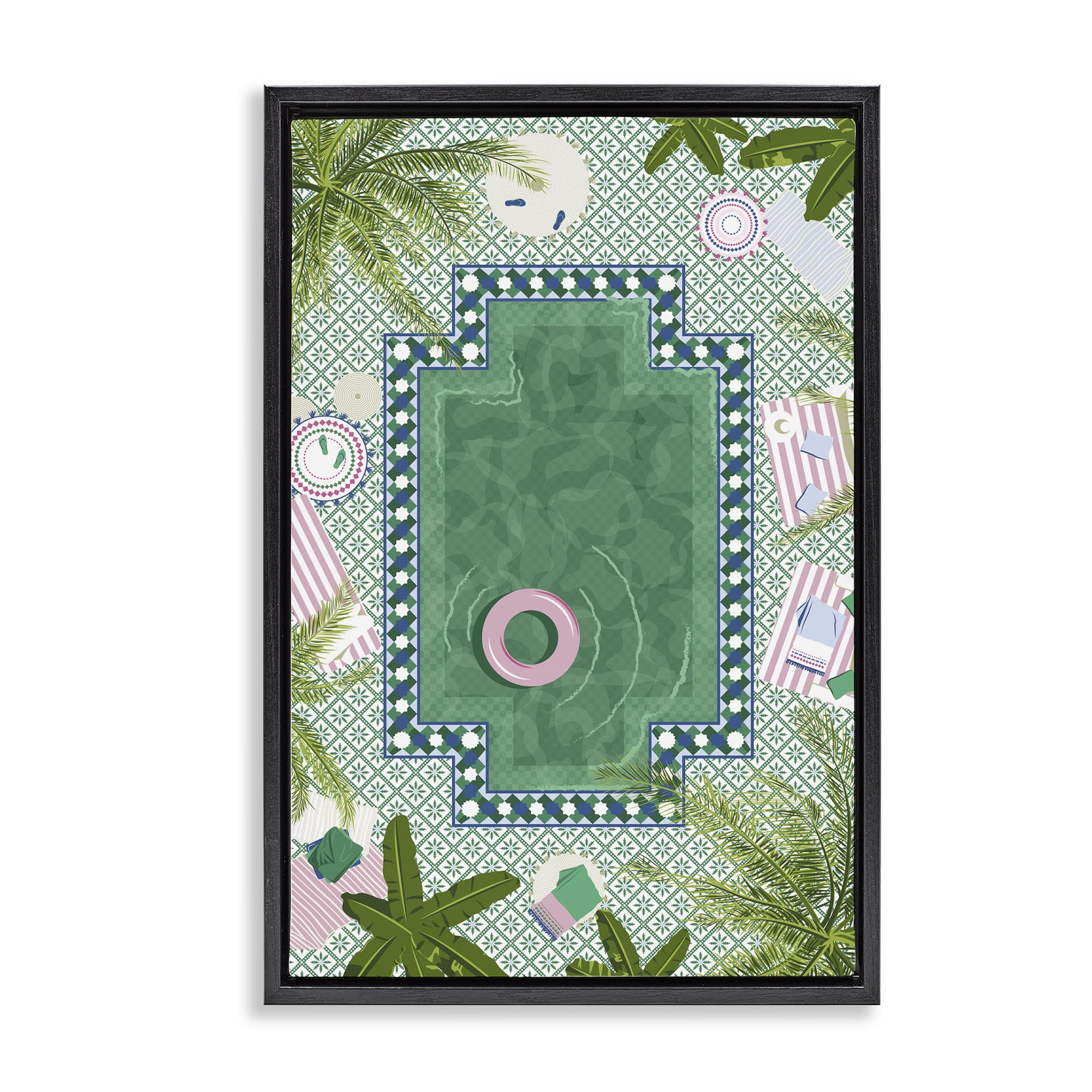 Stupell Industries Morocco Riad Pool Black Framed Floater Canvas Wall Art, design by Vero Illustrates