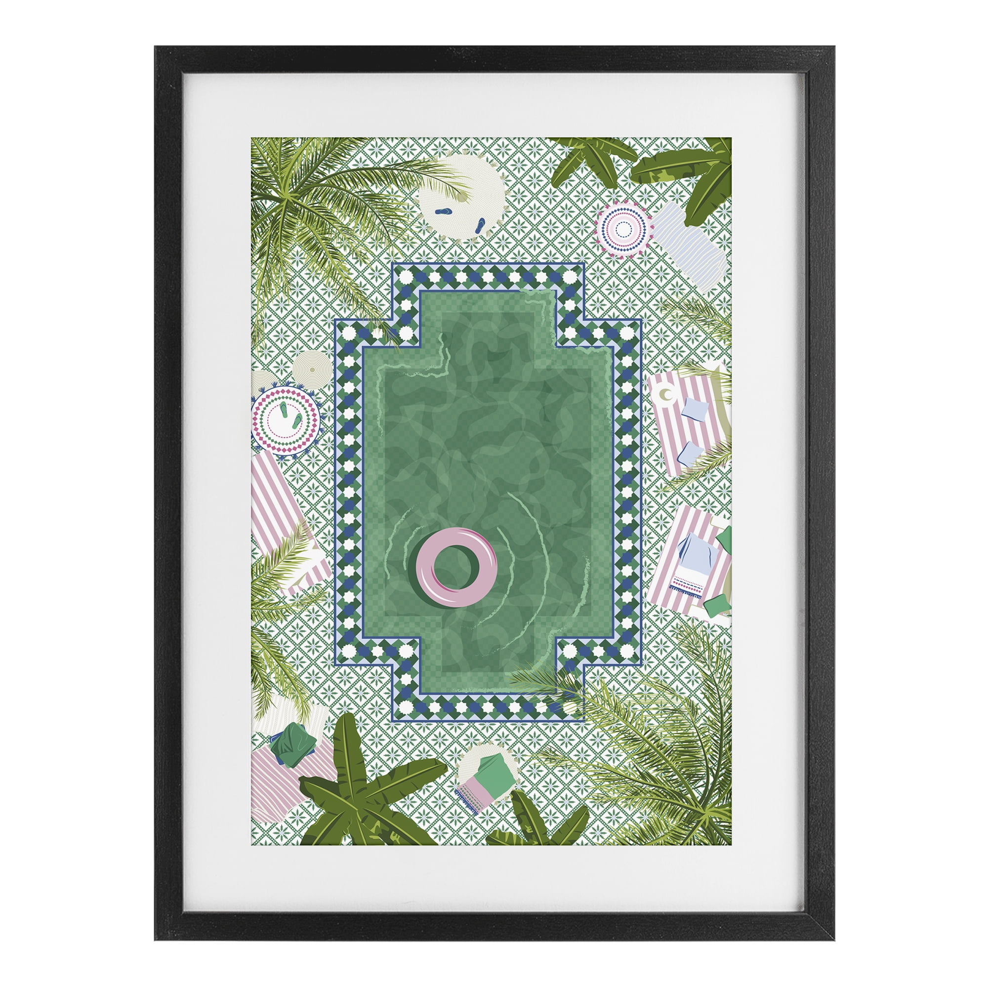 Stupell Industries Morocco Riad Pool Black Framed Print Under Glass, design by Vero Illustrates