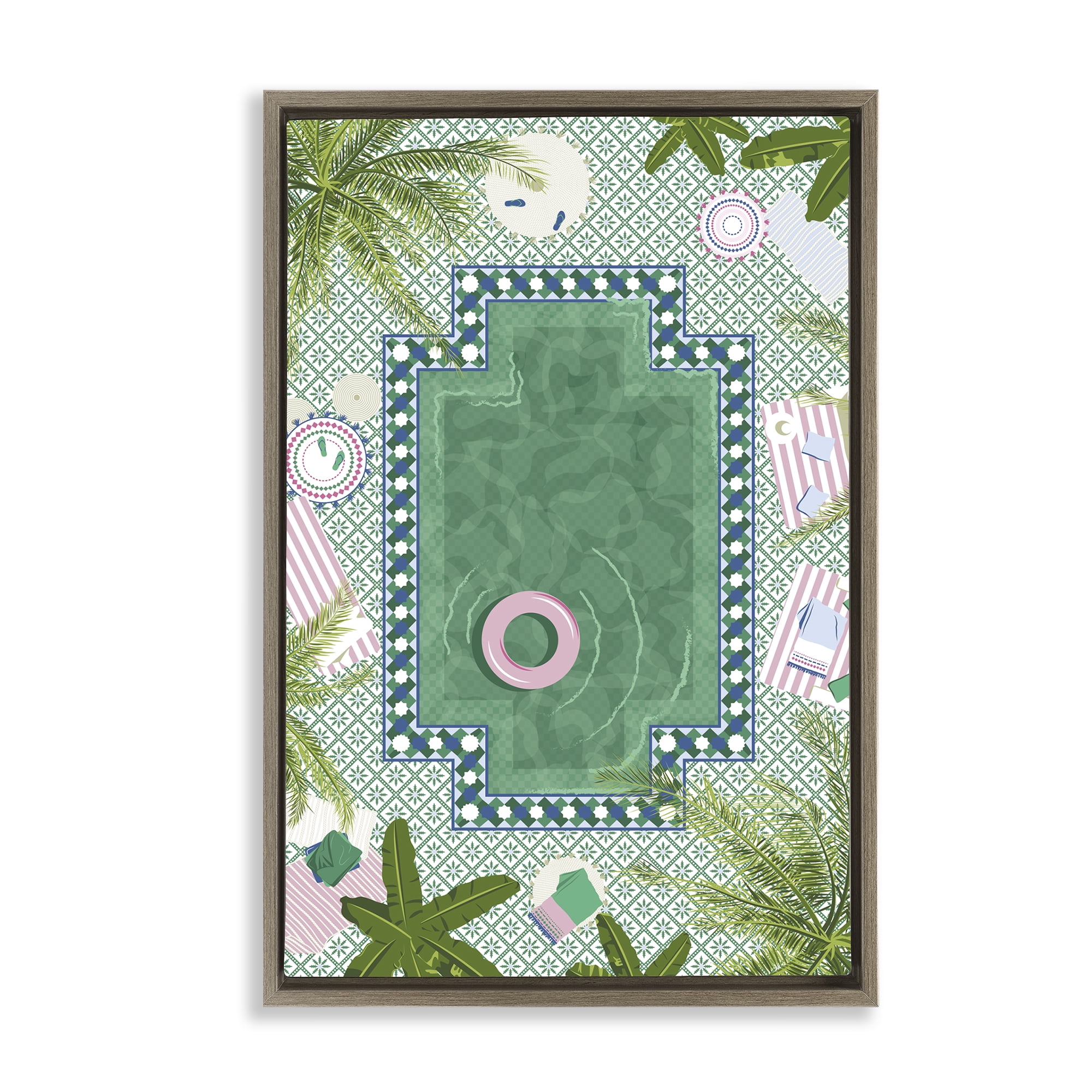 Stupell Industries Morocco Riad Pool Brown Framed Floater Canvas Wall Art, design by Vero Illustrates