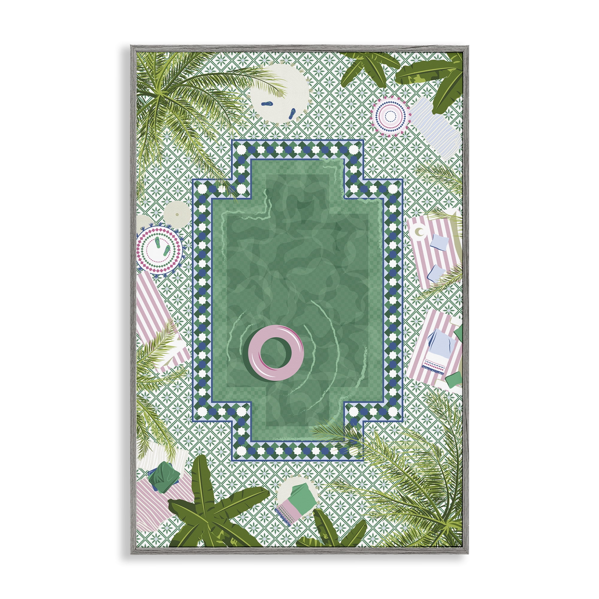 Stupell Industries Morocco Riad Pool Gray Framed Giclee Art, design by Vero Illustrates