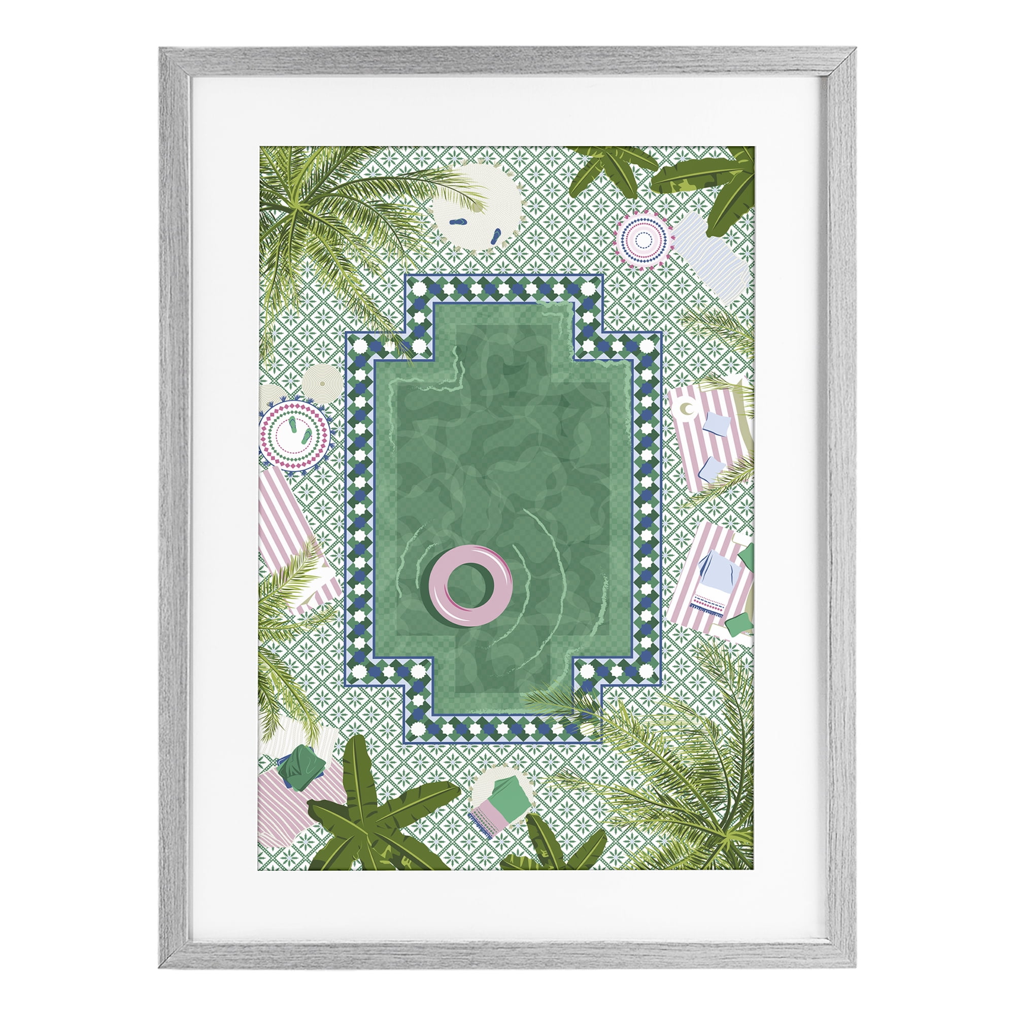 Stupell Industries Morocco Riad Pool Gray Framed Print Under Glass, design by Vero Illustrates