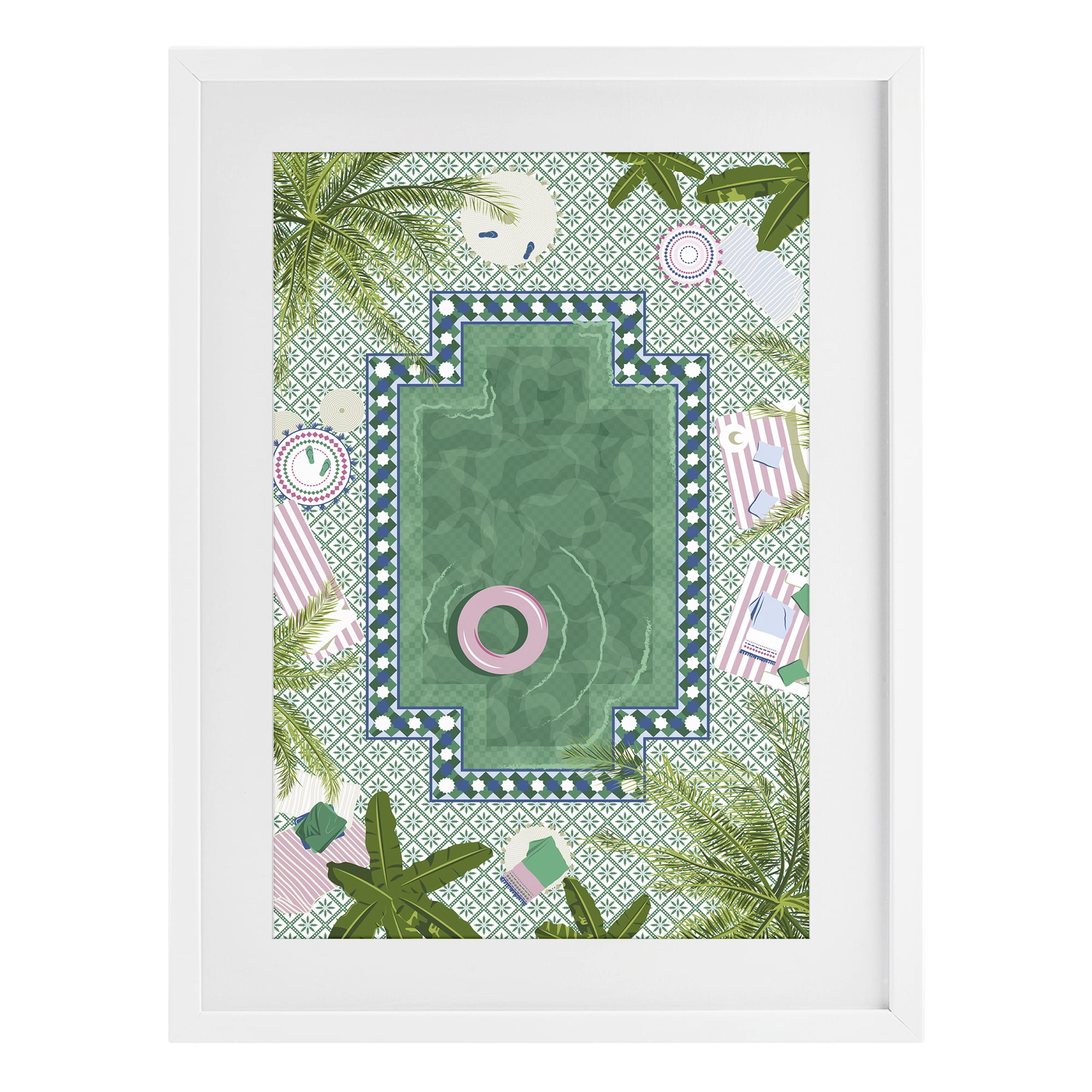 Stupell Industries Morocco Riad Pool White Framed Print Under Glass, design by Vero Illustrates
