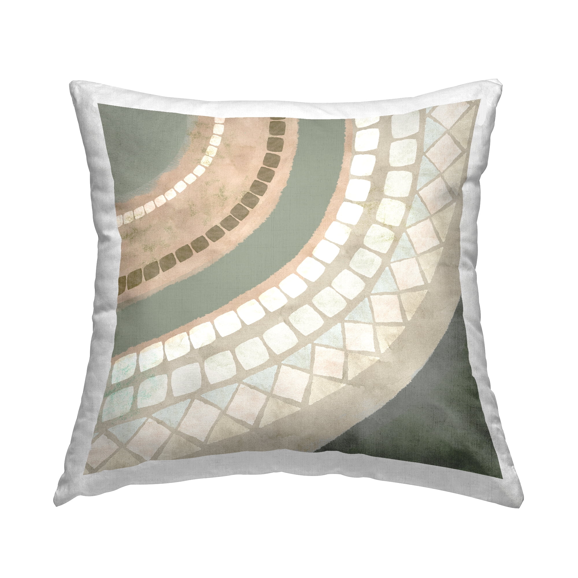 Stupell Industries Mosaic Beige Earth Tones Printed Throw Pillow Design by Flora Kouta