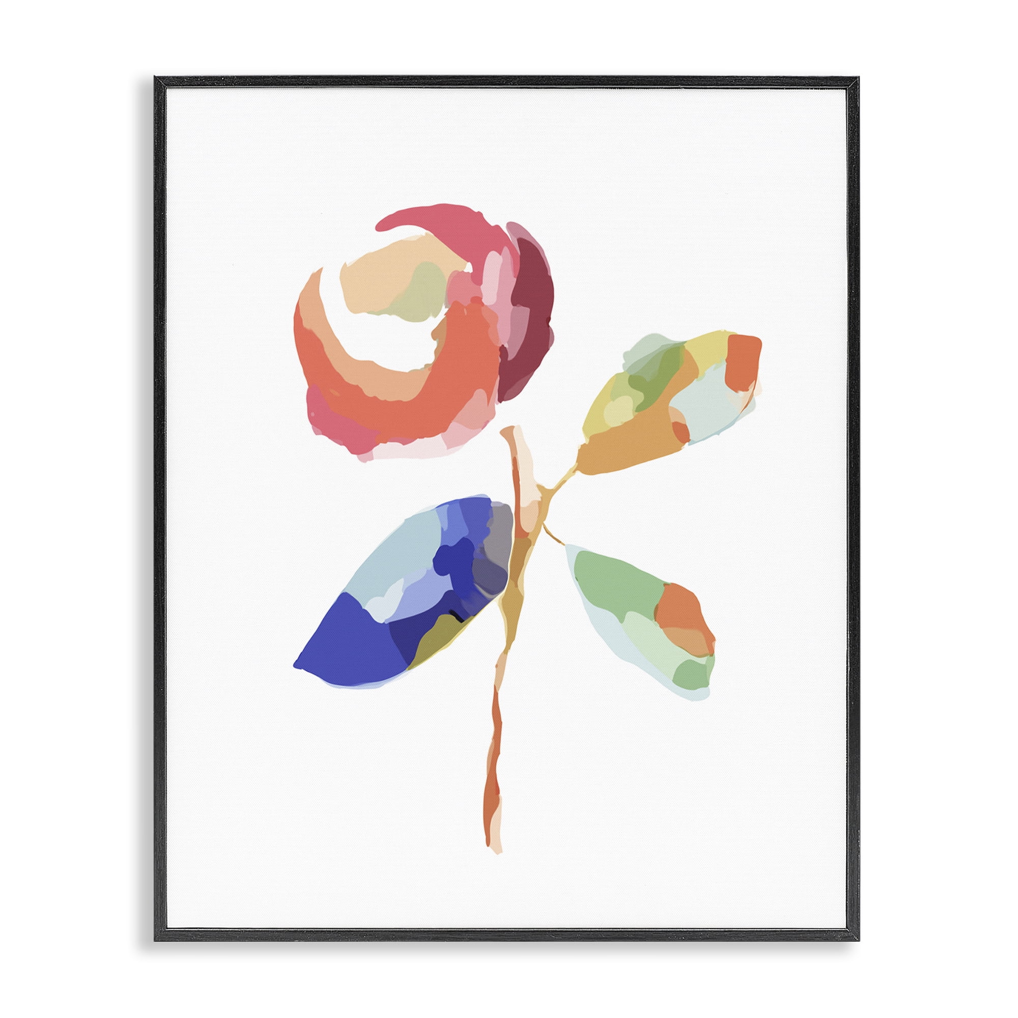 Stupell Industries Mosaic Floral Bloom Plants & Flowers Painting Black Framed Art Print Wall Art, 24 x 30