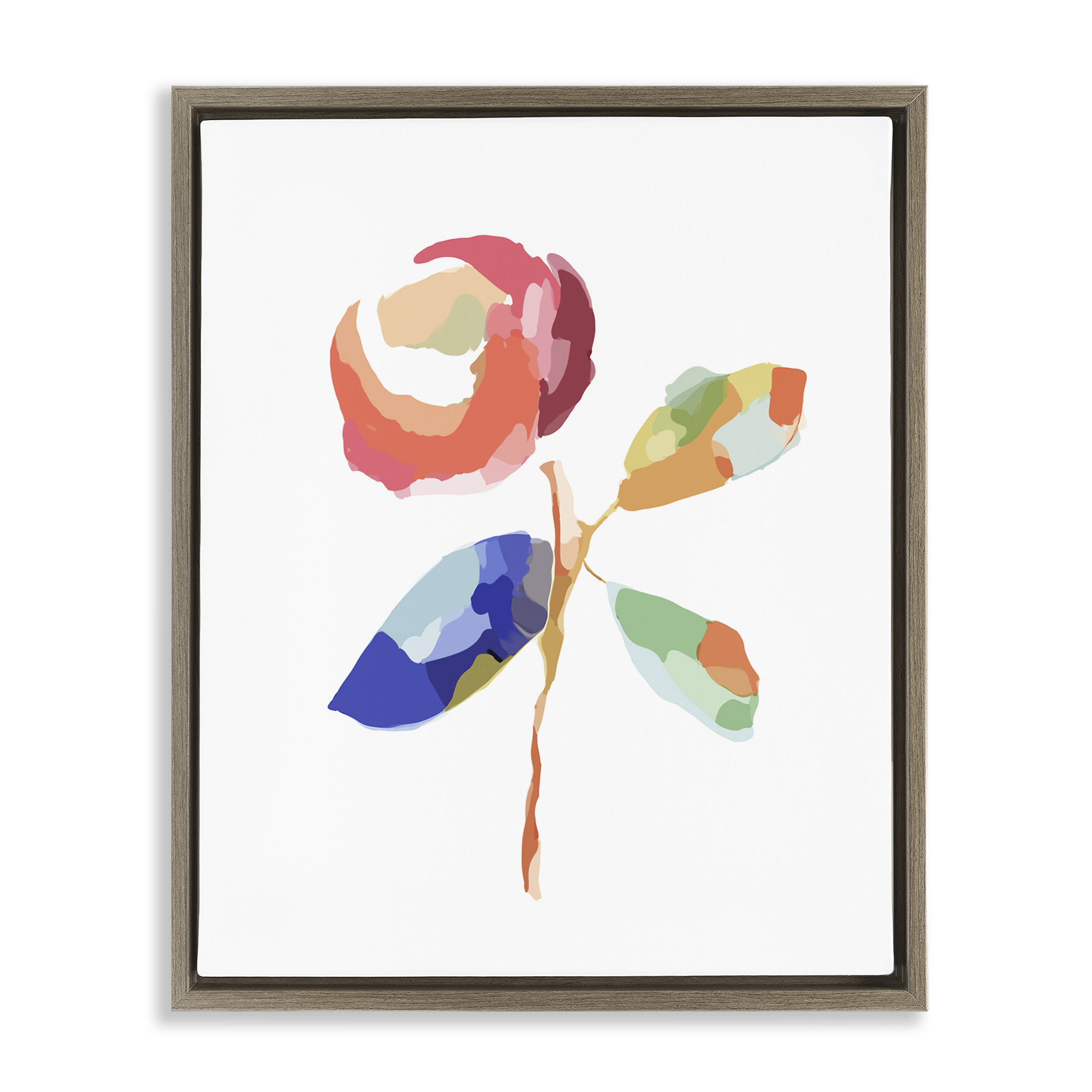 Stupell Industries Mosaic Floral Bloom Plants & Flowers Painting Brown Floater Framed Canvas Art Print Wall Art, 17 x 21