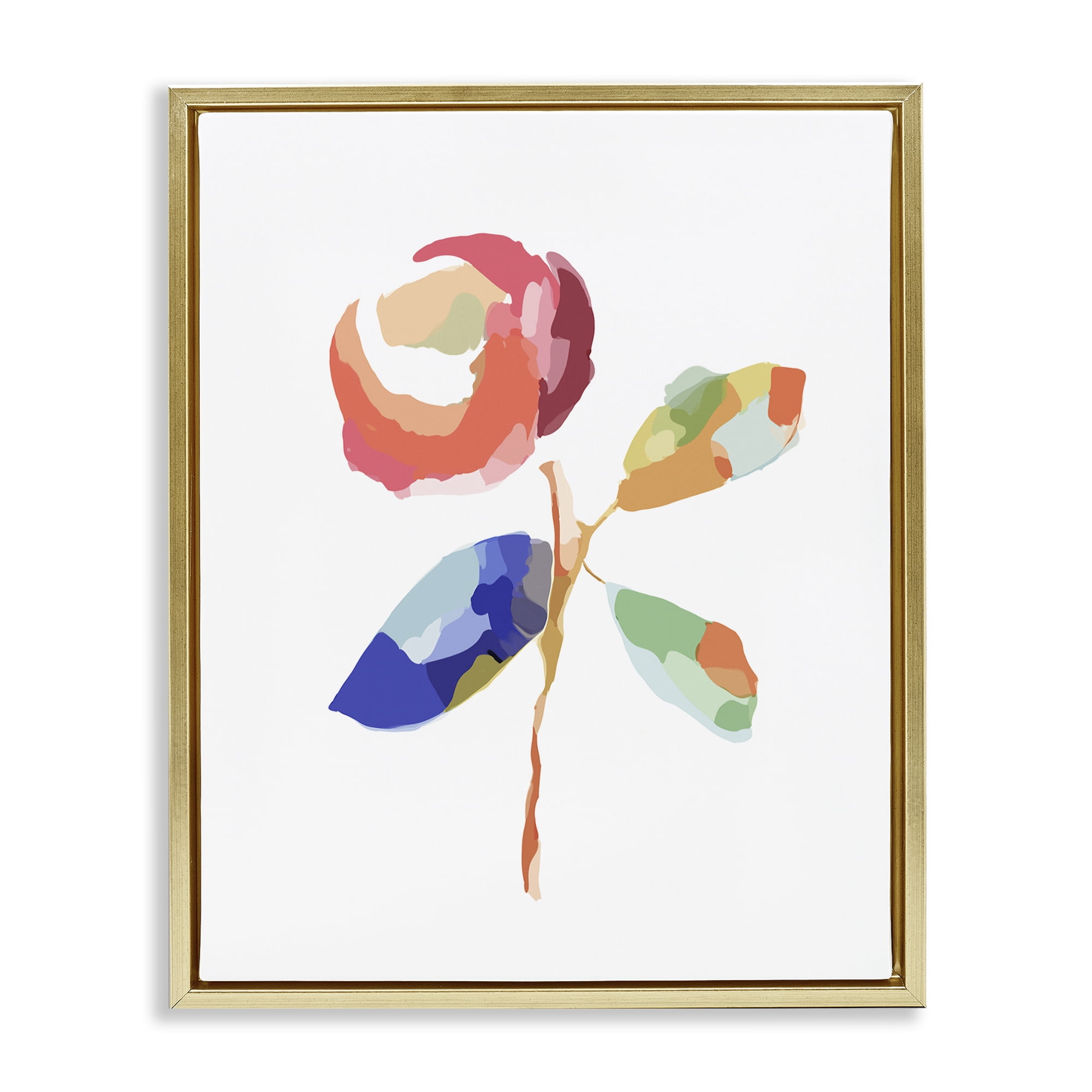 Stupell Industries Mosaic Floral Bloom Plants & Flowers Painting Gold Floater Framed Canvas Art Print Wall Art, 25 x 31