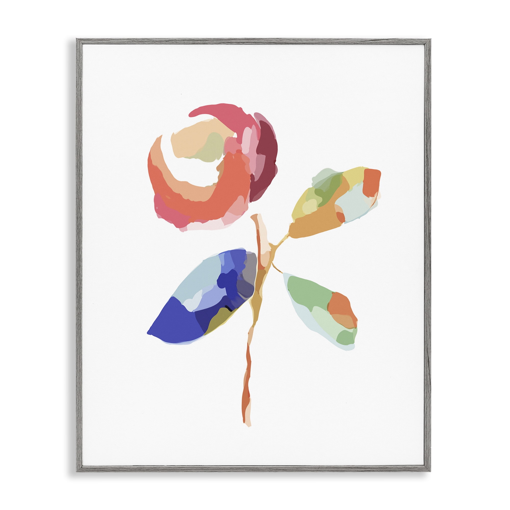 Stupell Industries Mosaic Floral Bloom Plants & Flowers Painting Gray Framed Art Print Wall Art, 24 x 30