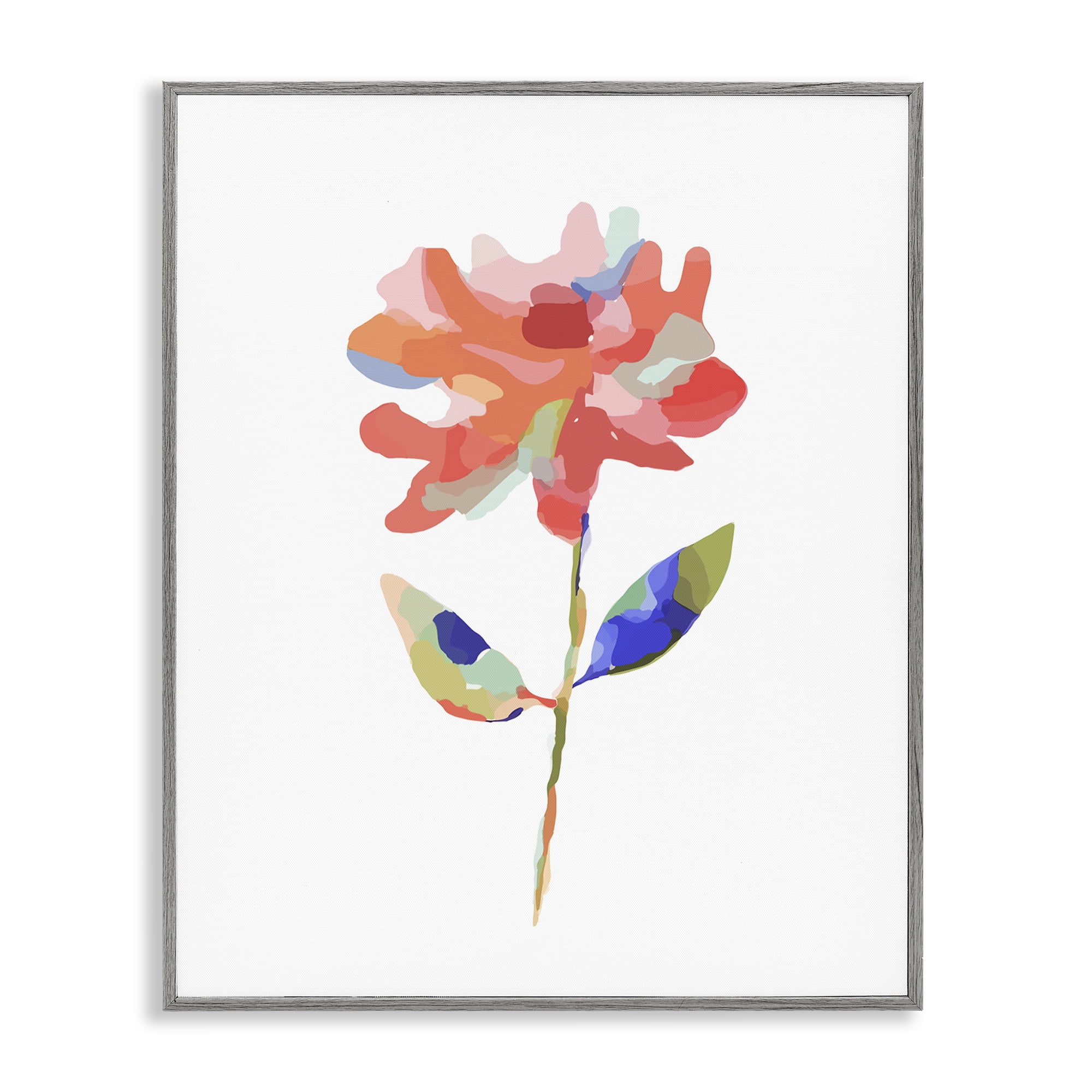 Stupell Industries Mosaic Flower Blossom Plants & Flowers Painting Gray Framed Art Print Wall Art, 11 x 14