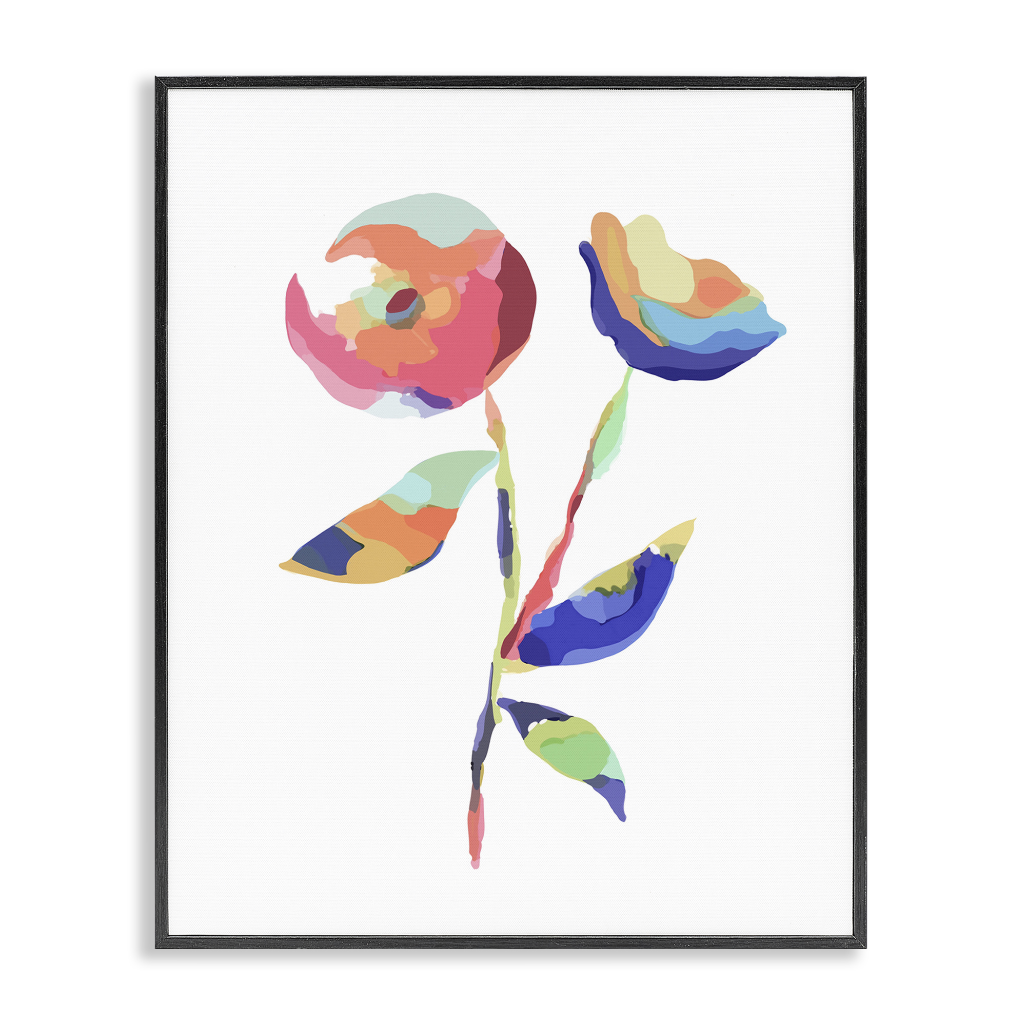 Stupell Industries Mosaic Flower Buds Plants & Flowers Painting Black Framed Art Print Wall Art, 16 x 20