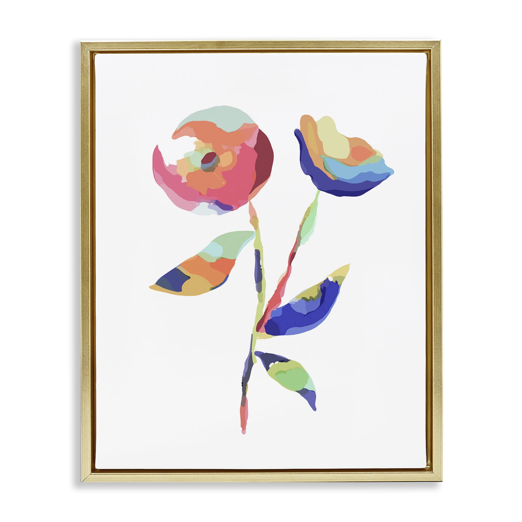 Stupell Industries Mosaic Flower Buds Plants & Flowers Painting Gold Floater Framed Canvas Art Print Wall Art, 25 x 31