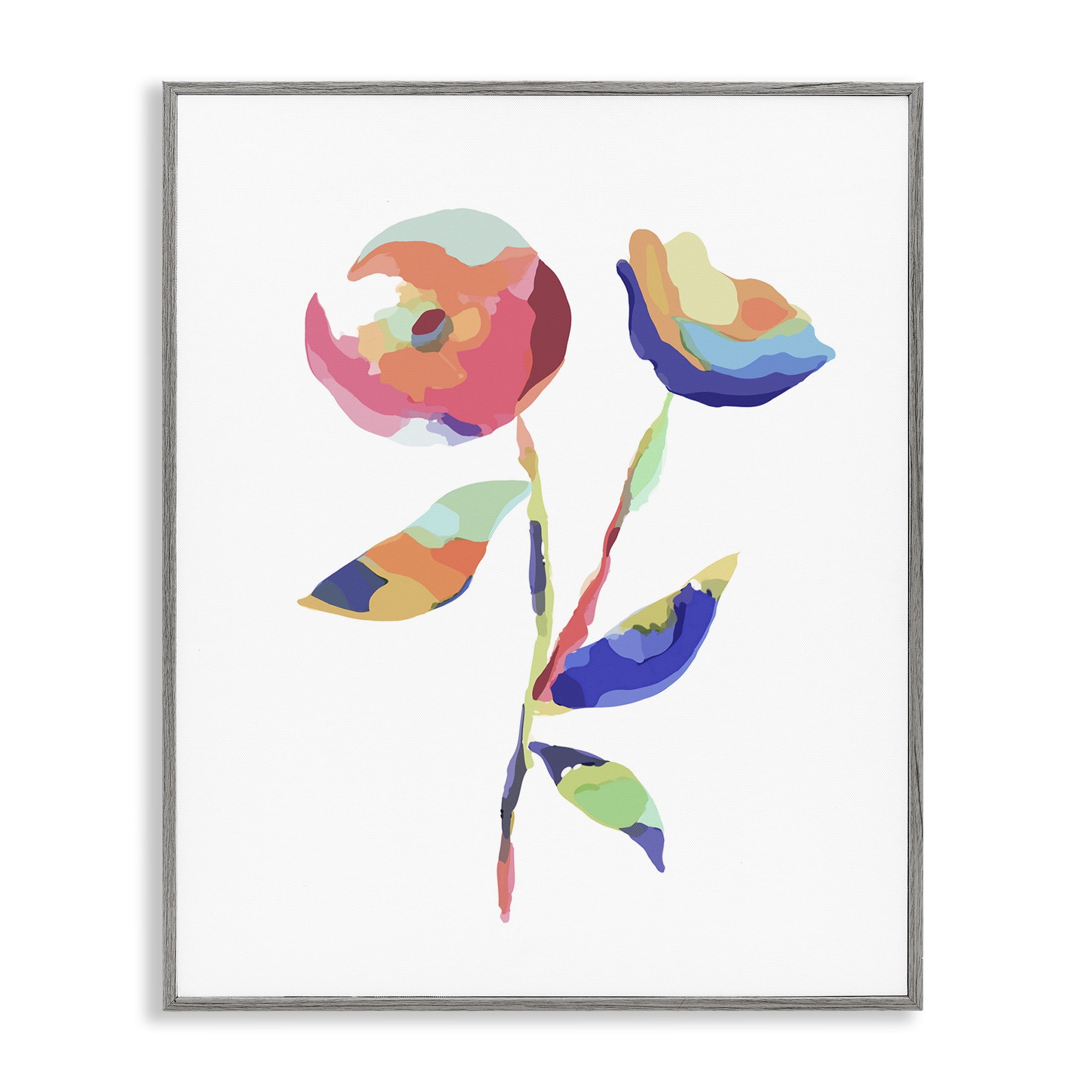 Stupell Industries Mosaic Flower Buds Plants & Flowers Painting Gray Framed Art Print Wall Art, 16 x 20