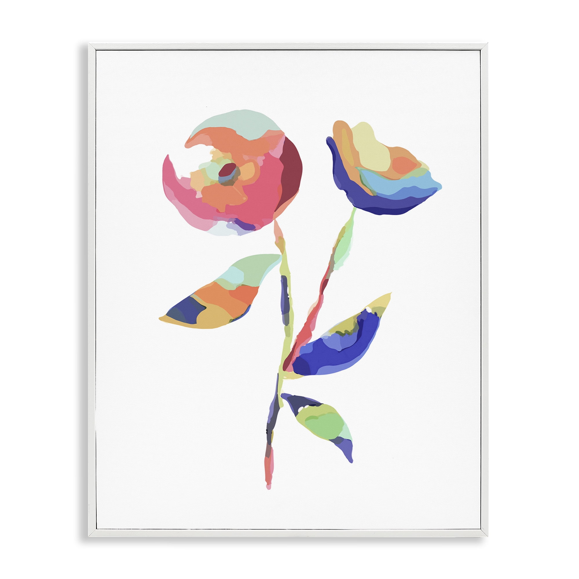 Stupell Industries Mosaic Flower Buds Plants & Flowers Painting White Framed Art Print Wall Art, 11 x 14
