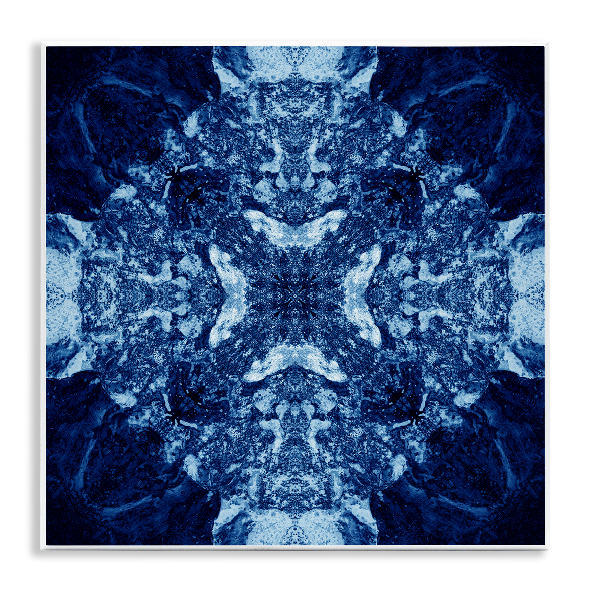 Stupell Industries Mosaic Pattern on Blue Abstract Painting Unframed Art Print Wall Art, 12 x 12