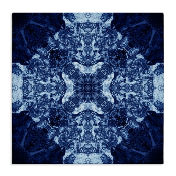 Stupell Industries Mosaic Pattern on Blue Abstract Painting Wrapped Canvas Art Print Wall Art, 17 x 17