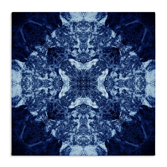 Stupell Industries Mosaic Pattern on Blue Abstract Painting Wrapped Canvas Art Print Wall Art, 24 x 24