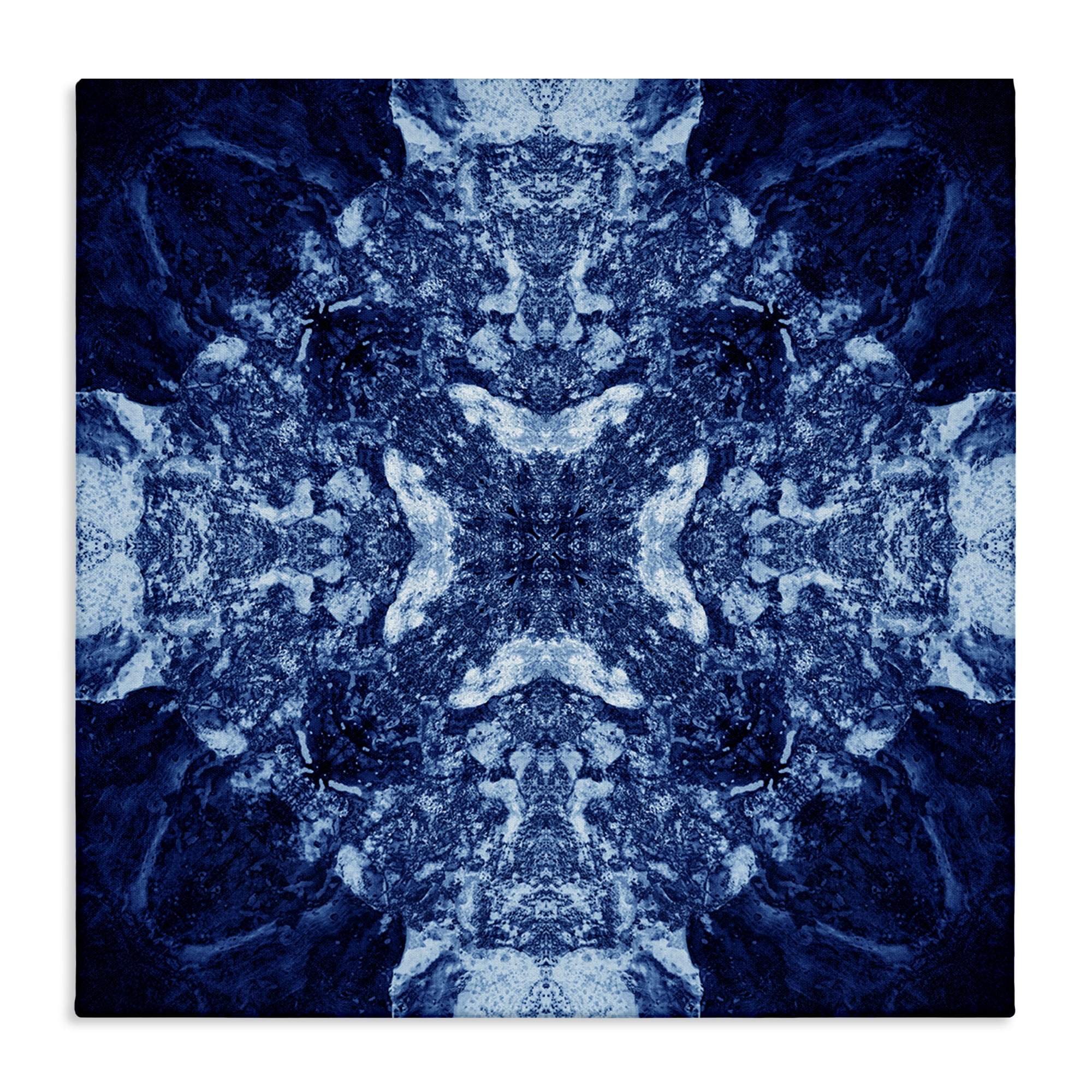Stupell Industries Mosaic Pattern on Blue Abstract Painting Wrapped Canvas Art Print Wall Art, 30 x 30