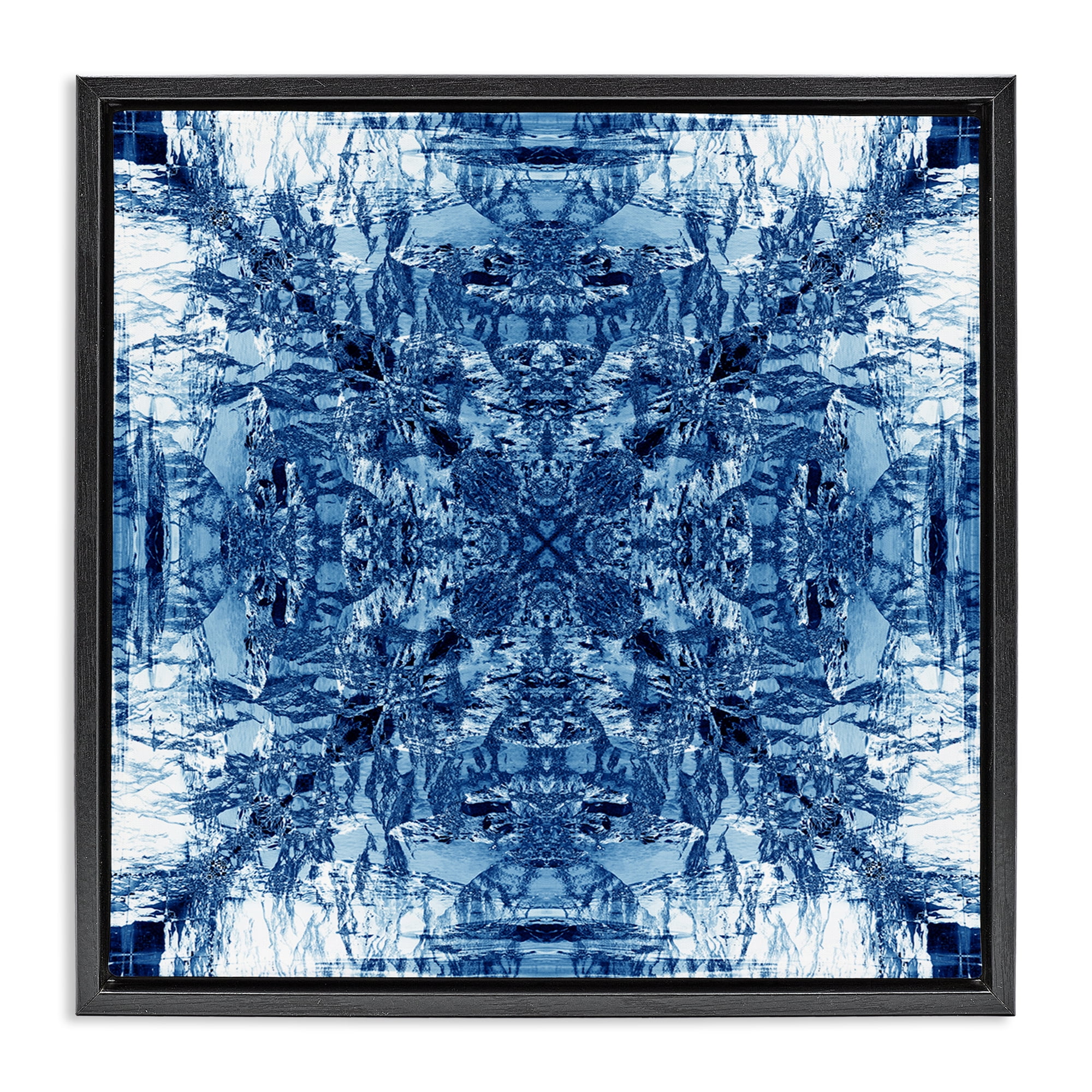 Stupell Industries Mosaic Pattern on White Abstract Painting Black Floater Framed Canvas Art Print Wall Art, 25 x 25