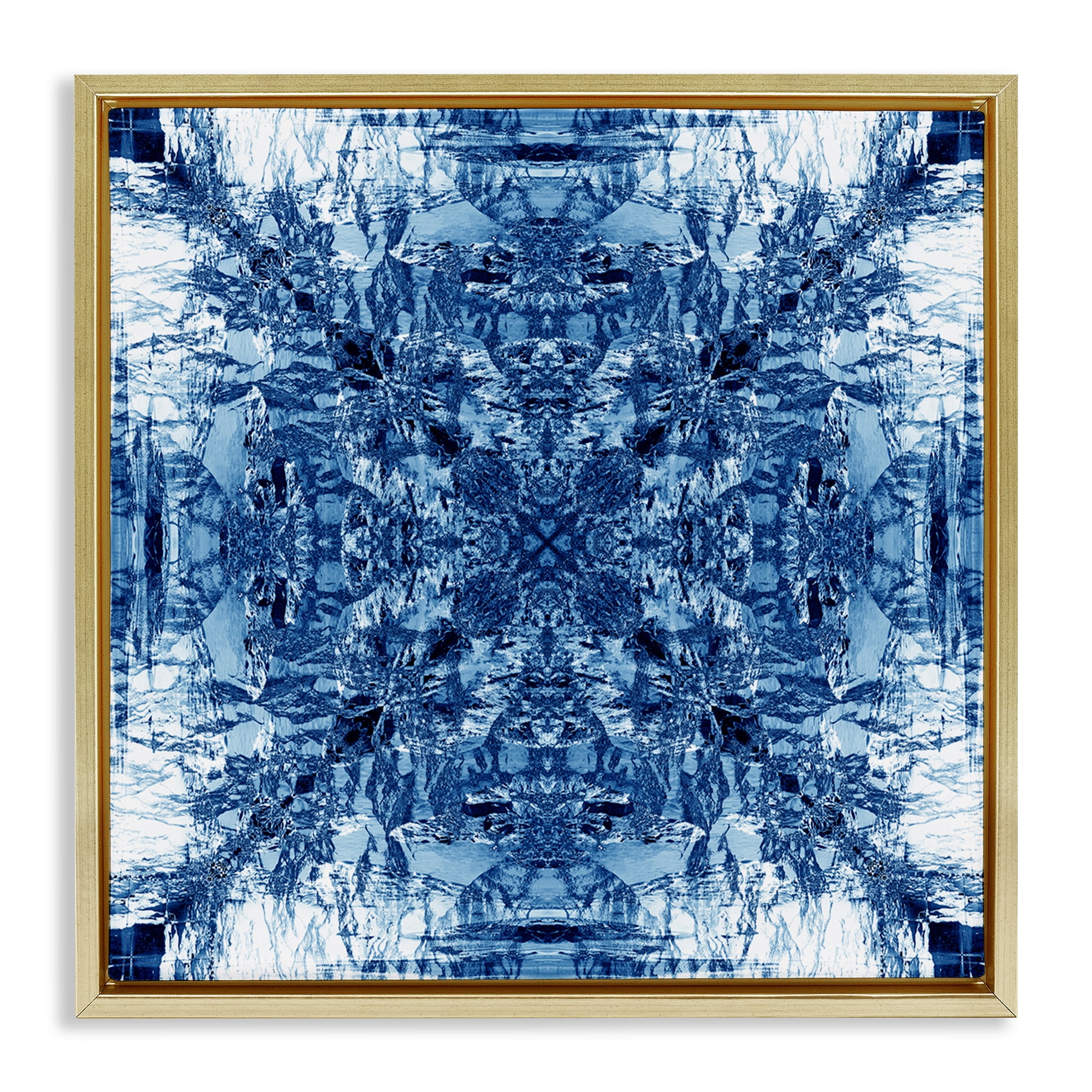 Stupell Industries Mosaic Pattern on White Abstract Painting Gold Floater Framed Canvas Art Print Wall Art, 25 x 25