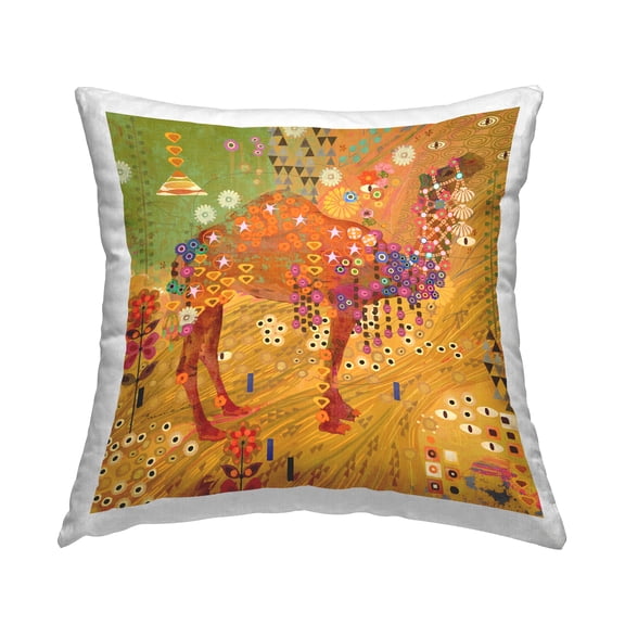 Stupell Industries Mosaic Patterned Camel Decorative Printed Throw Pillow, 18 x 18