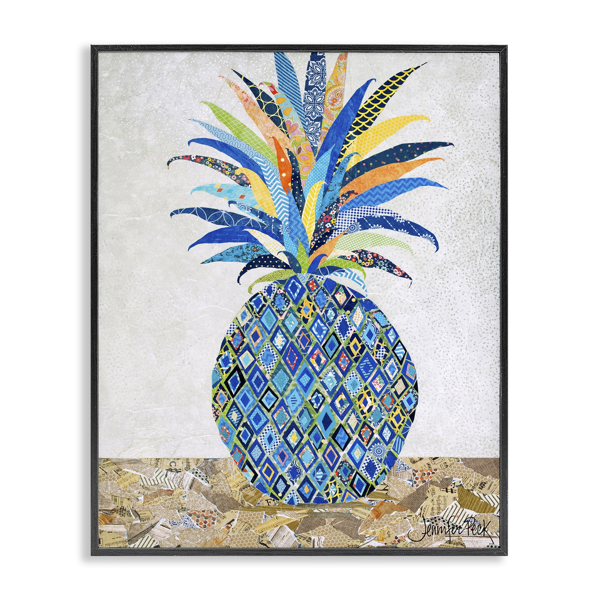 Stupell Industries Mosaic Patterned Pineapple Food & Beverage Painting Black Framed Art Print Wall Art, 24 x 30