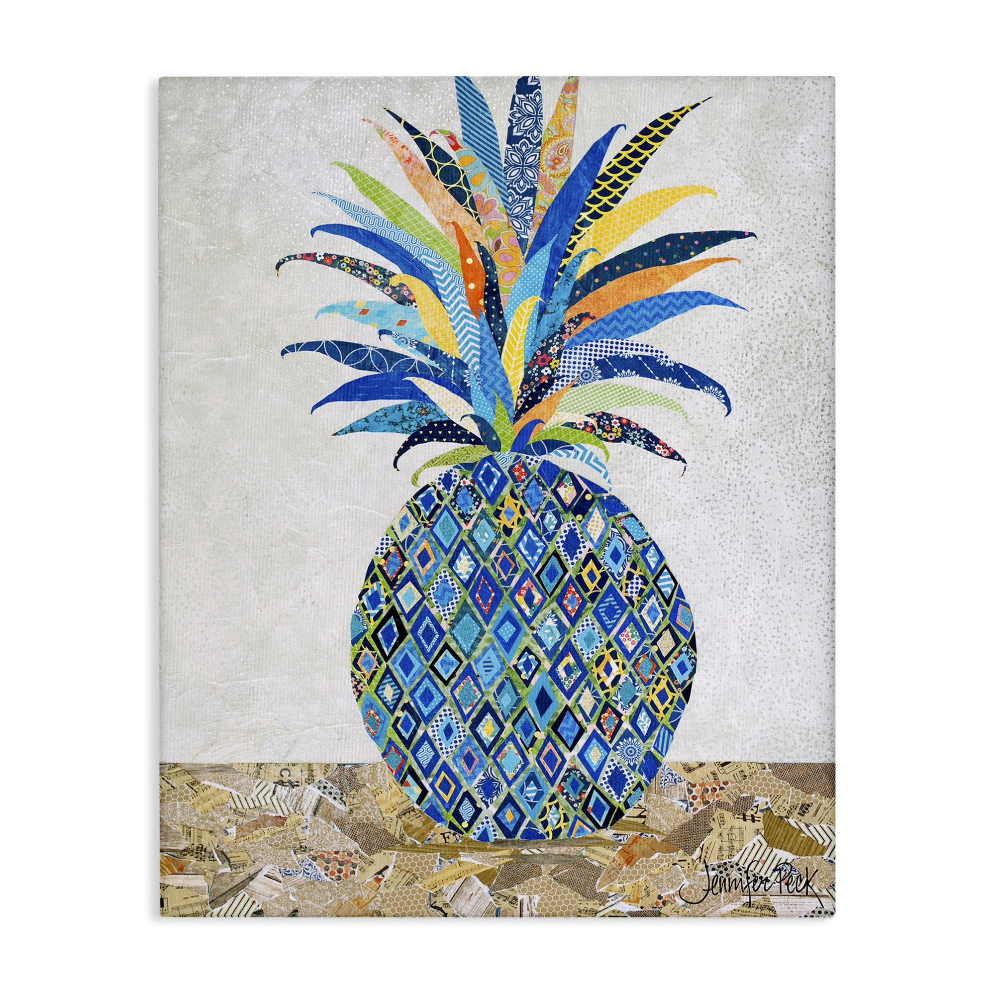 Stupell Industries Mosaic Patterned Pineapple Food & Beverage Painting Gallery Wrapped Canvas Art Print Wall Art, 36 x 48