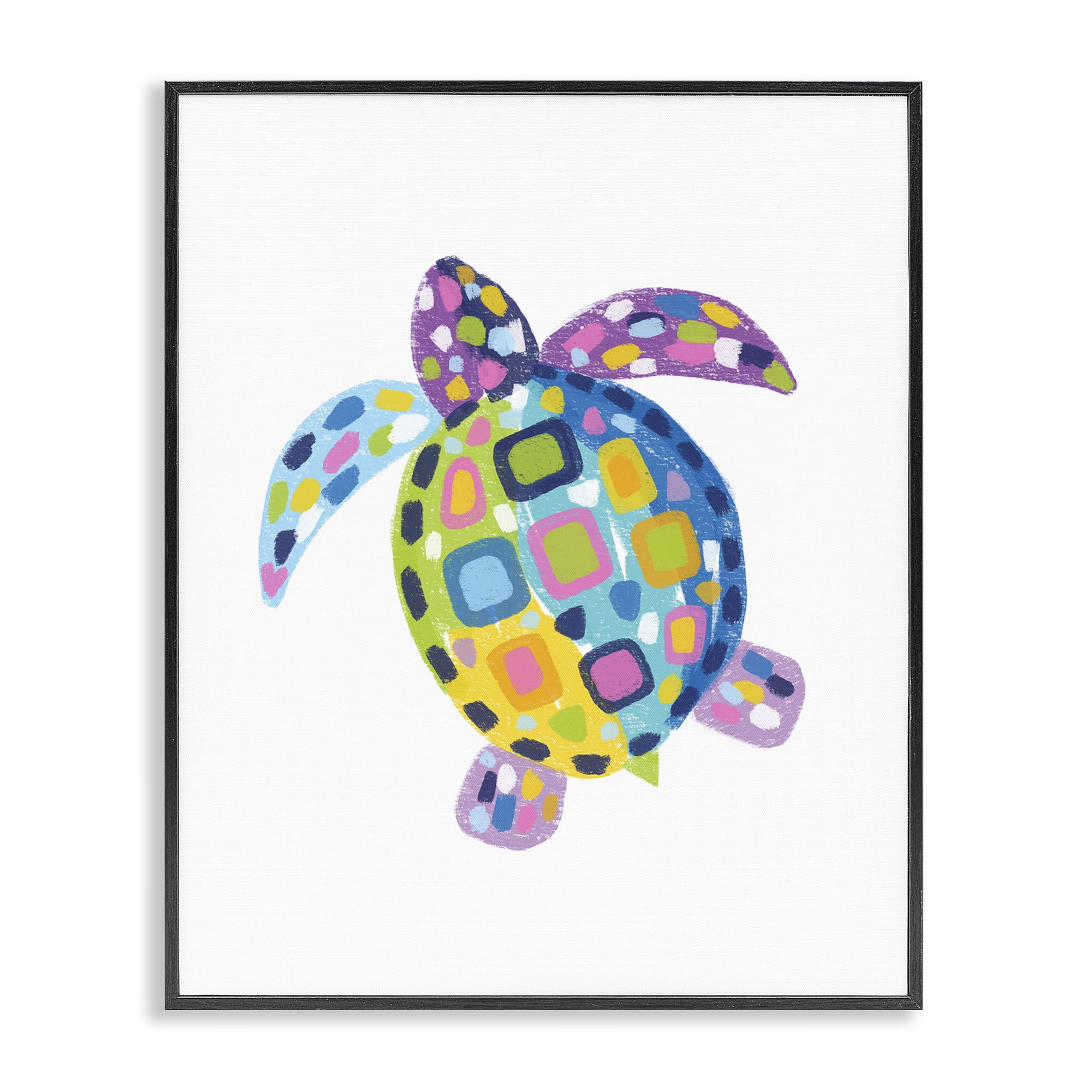 Stupell Industries Mosaic Patterned Turtle Animals & Insects Painting Black Framed Art Print Wall Art, 24 x 30
