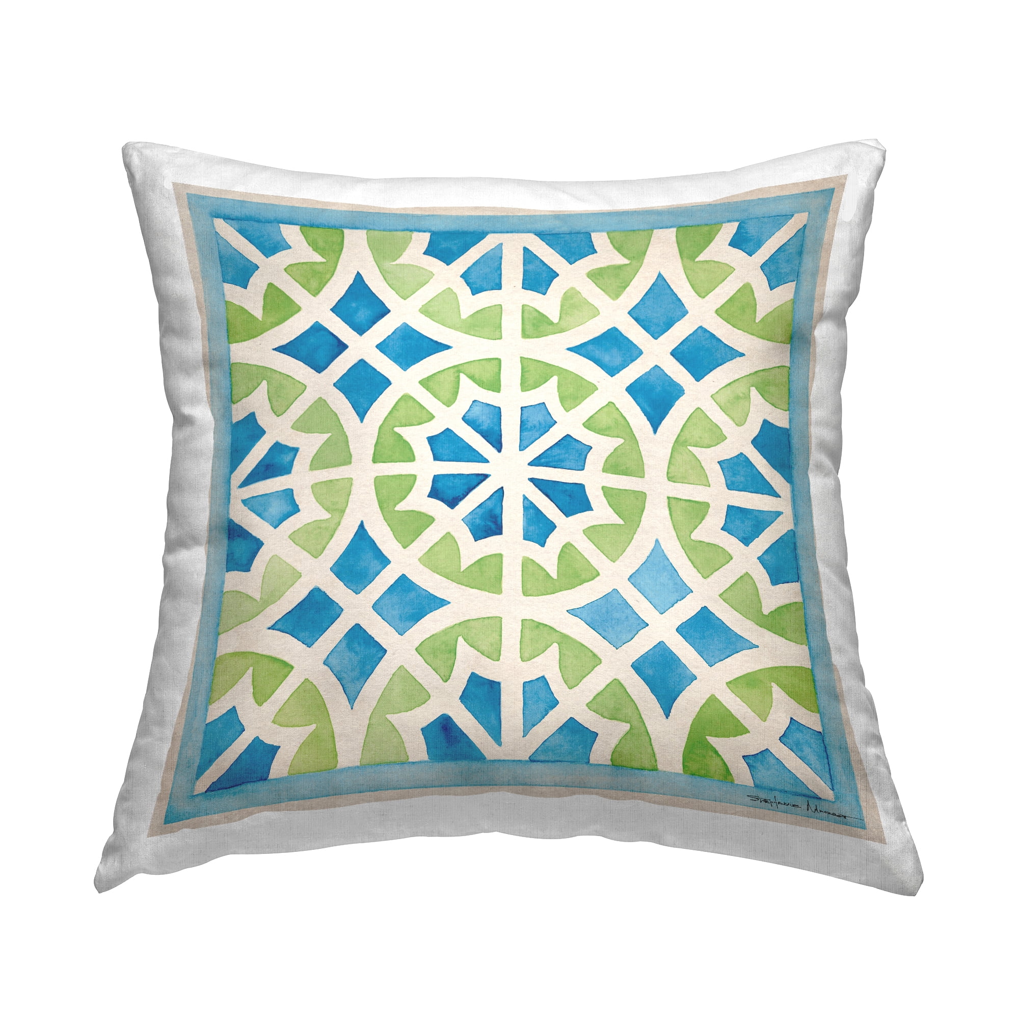 Stupell Industries Mosaic Style Blue & Green Printed Throw Pillow Design by Stephanie Workman Marrott