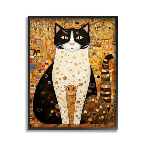 Stupell Industries Mosaic Style Cats Pattern Animals & Insects Painting Black Framed Art Print Wall Art, 11 x 14
