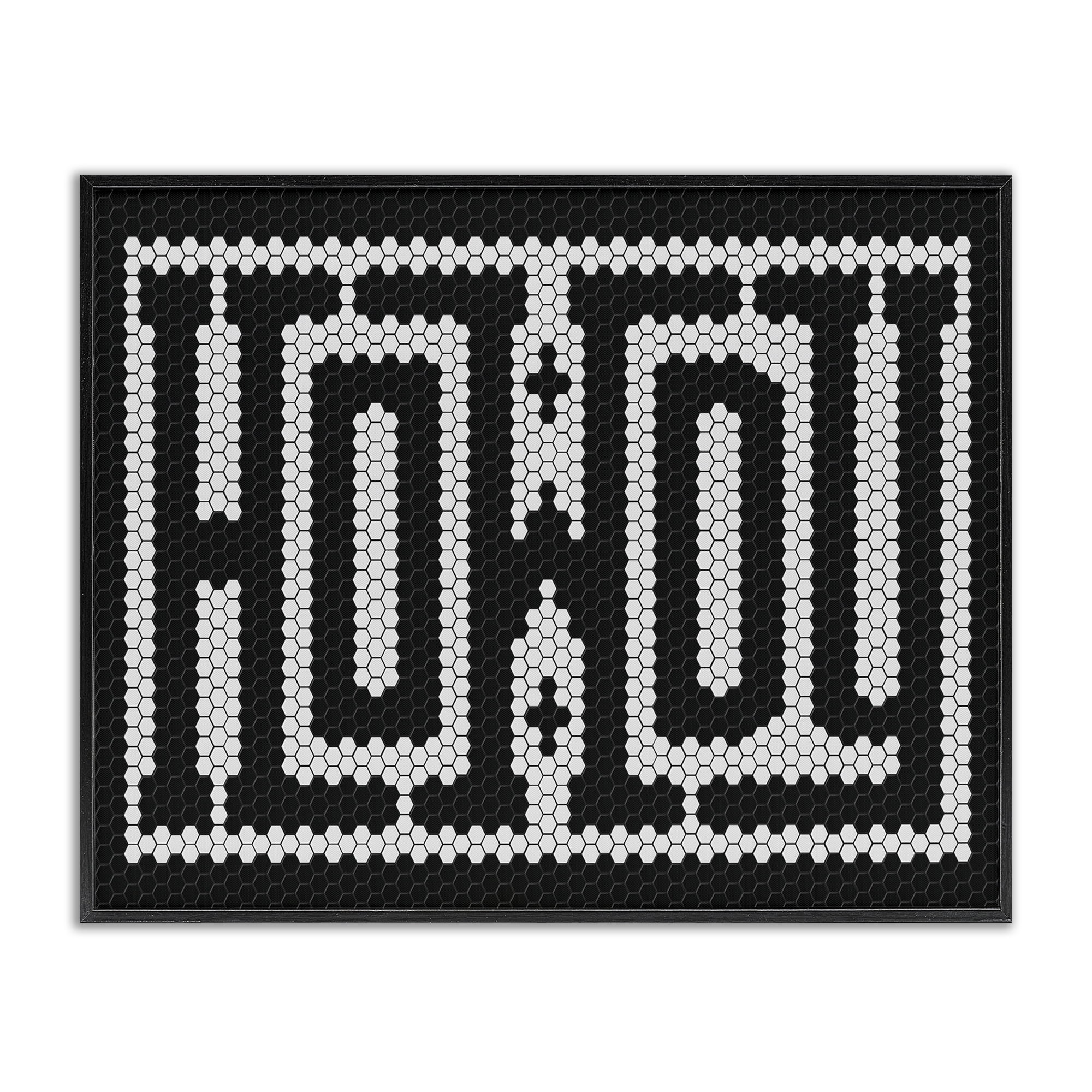 Stupell Industries Mosaic Style Howdy in Black Quotes and Sayings Painting Black Framed Art Print Wall Art, 20 x 16