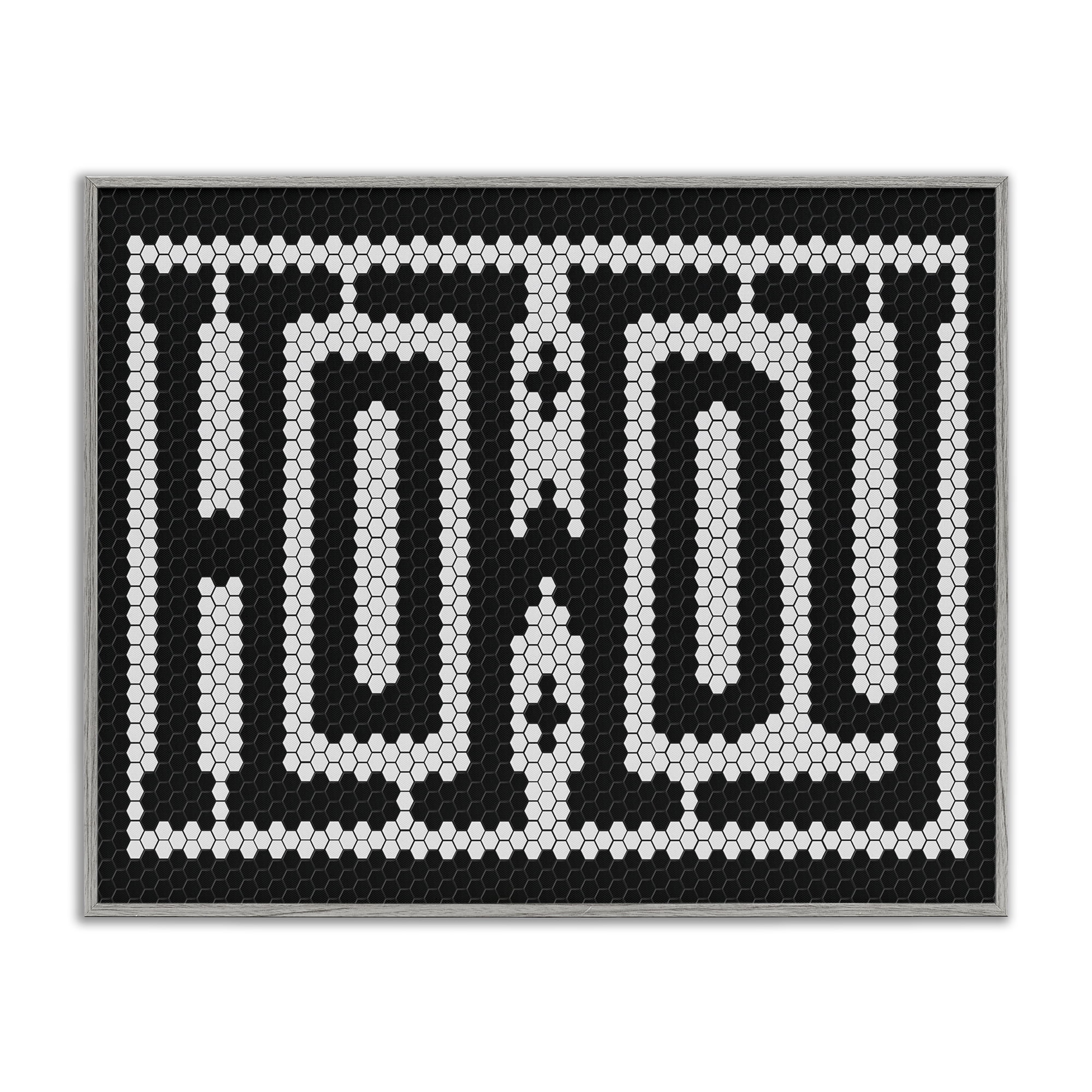 Stupell Industries Mosaic Style Howdy in Black Quotes and Sayings Painting Gray Framed Art Print Wall Art, 20 x 16