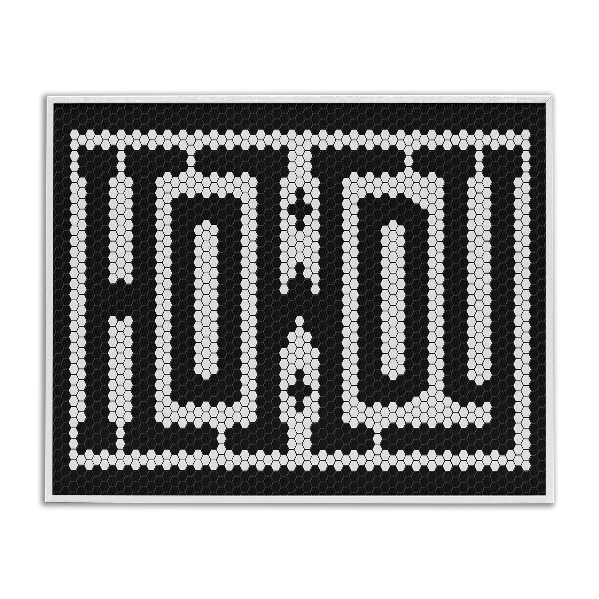 Stupell Industries Mosaic Style Howdy in Black Quotes and Sayings Painting White Framed Art Print Wall Art, 30 x 24