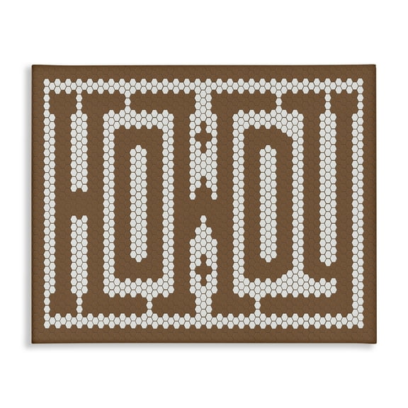 Stupell Industries Mosaic Style Howdy in Brown Quotes and Sayings Painting Wrapped Canvas Canvas Art Print Wall Art, 48 x 36